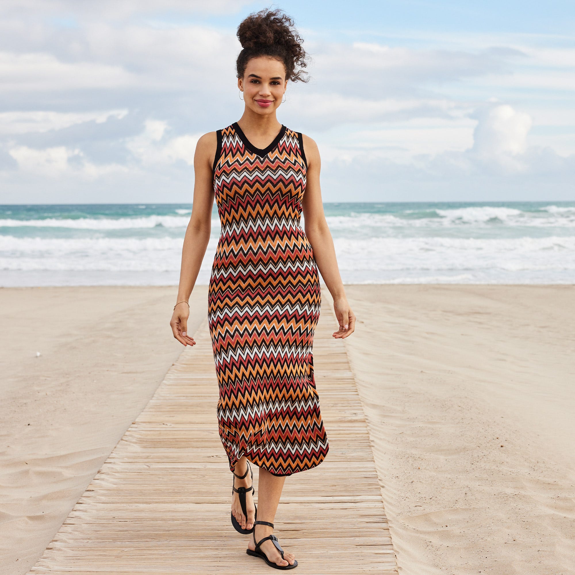 Damen-Kleid mit Zickzack-Muster