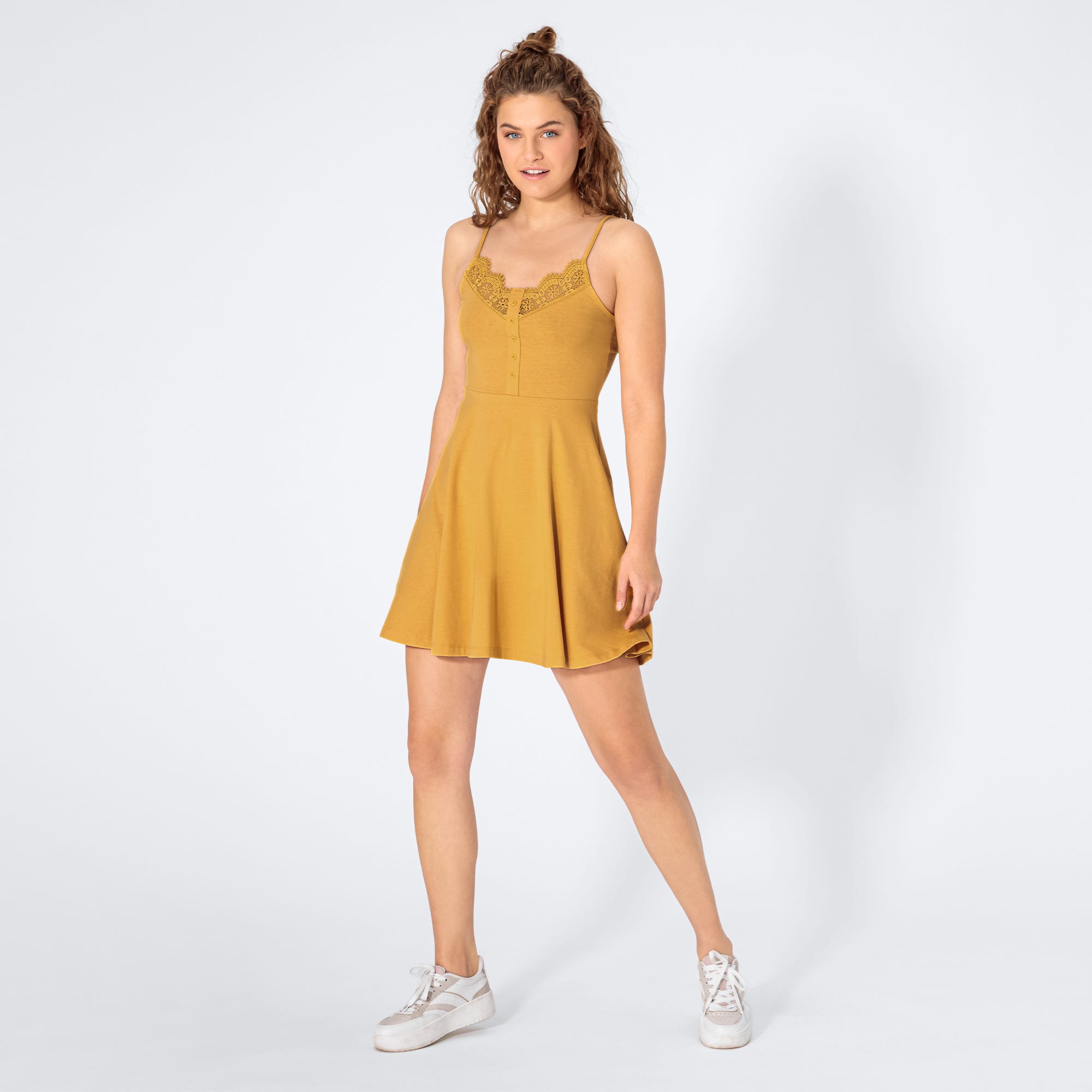 Damen-Kleid mit Spitze am Ausschnitt
