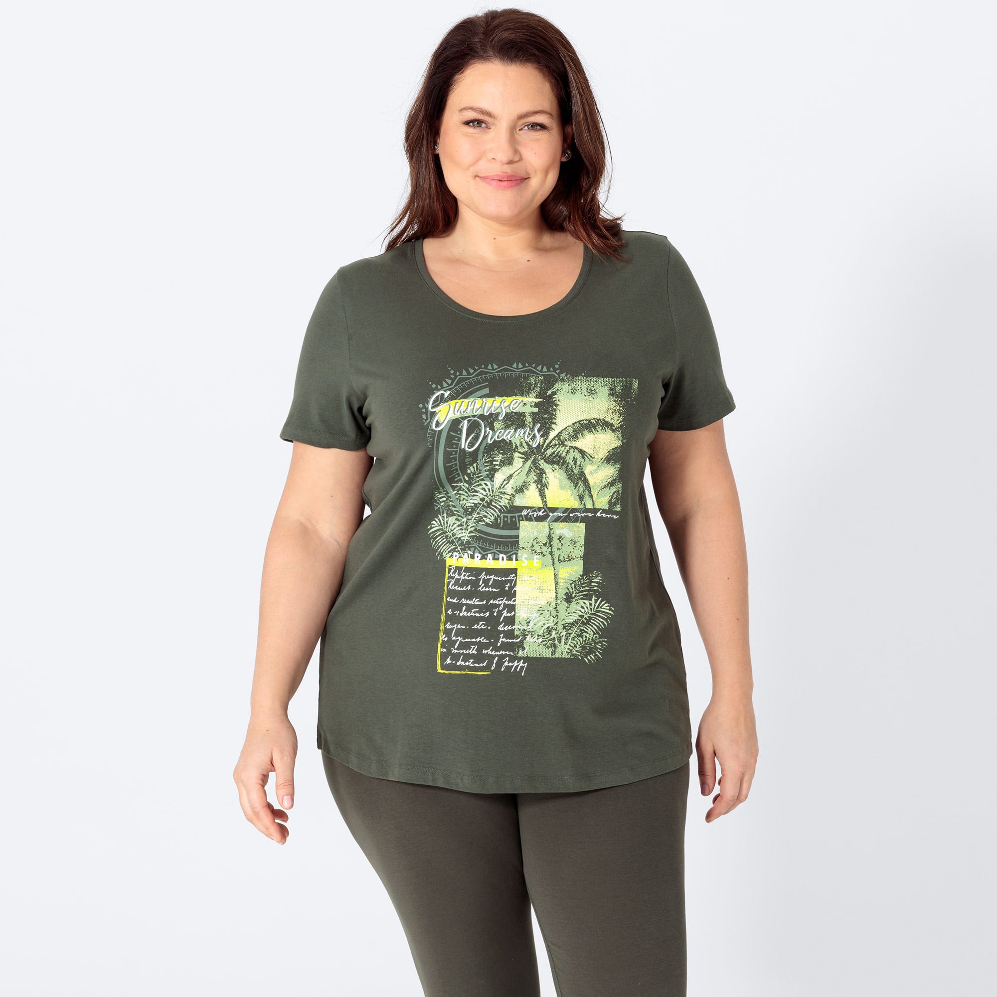 Damen-T-Shirt mit Frontaufdruck, große Größen