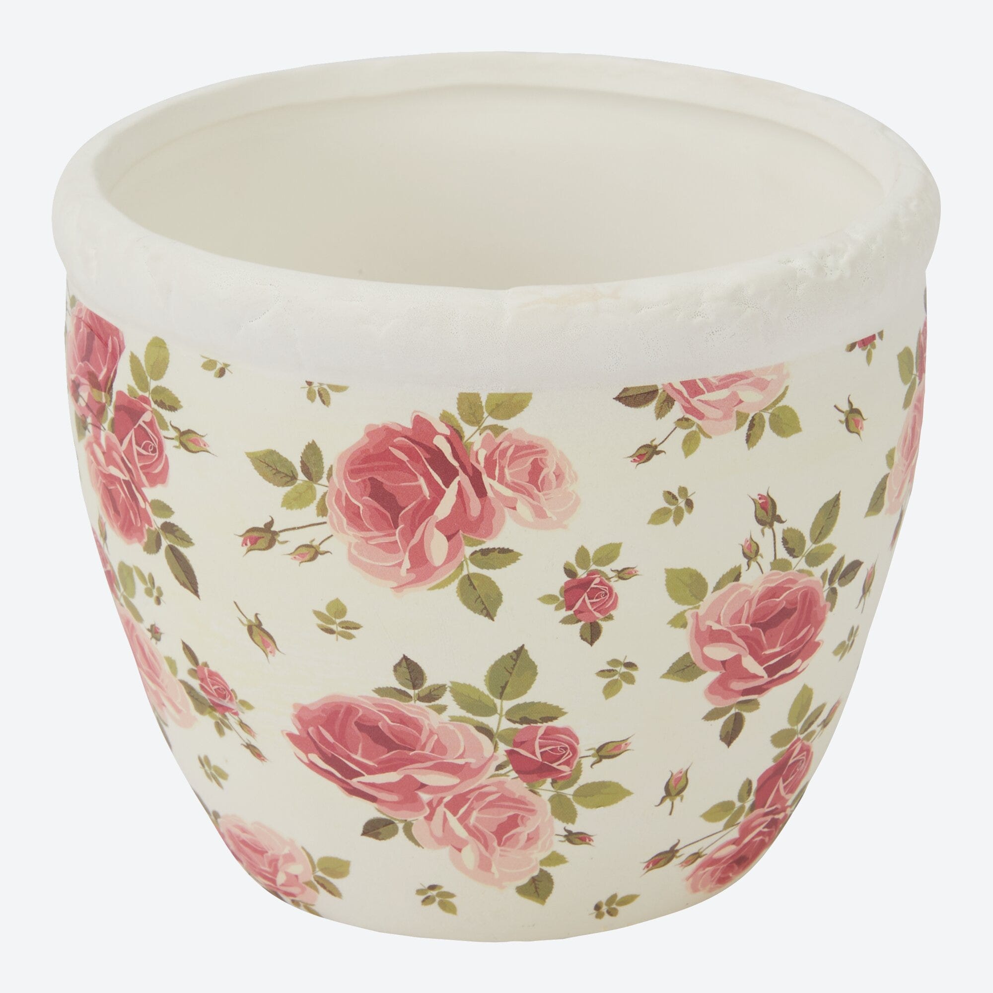 Blumentopf mit Rosen-Design, ca. 11x11x8,5cm