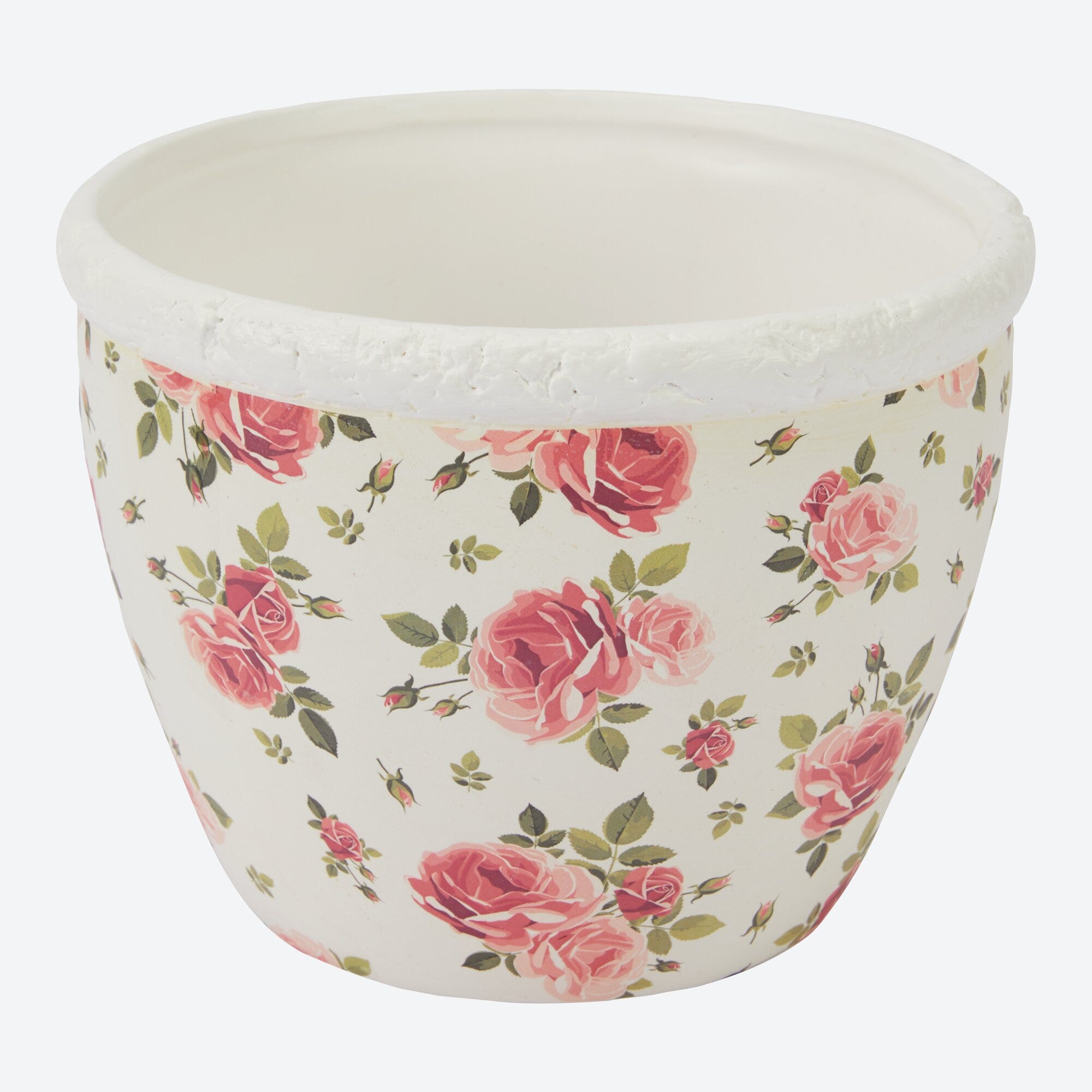 Blumentopf mit Rosen-Design, ca. 11x11x8,5cm