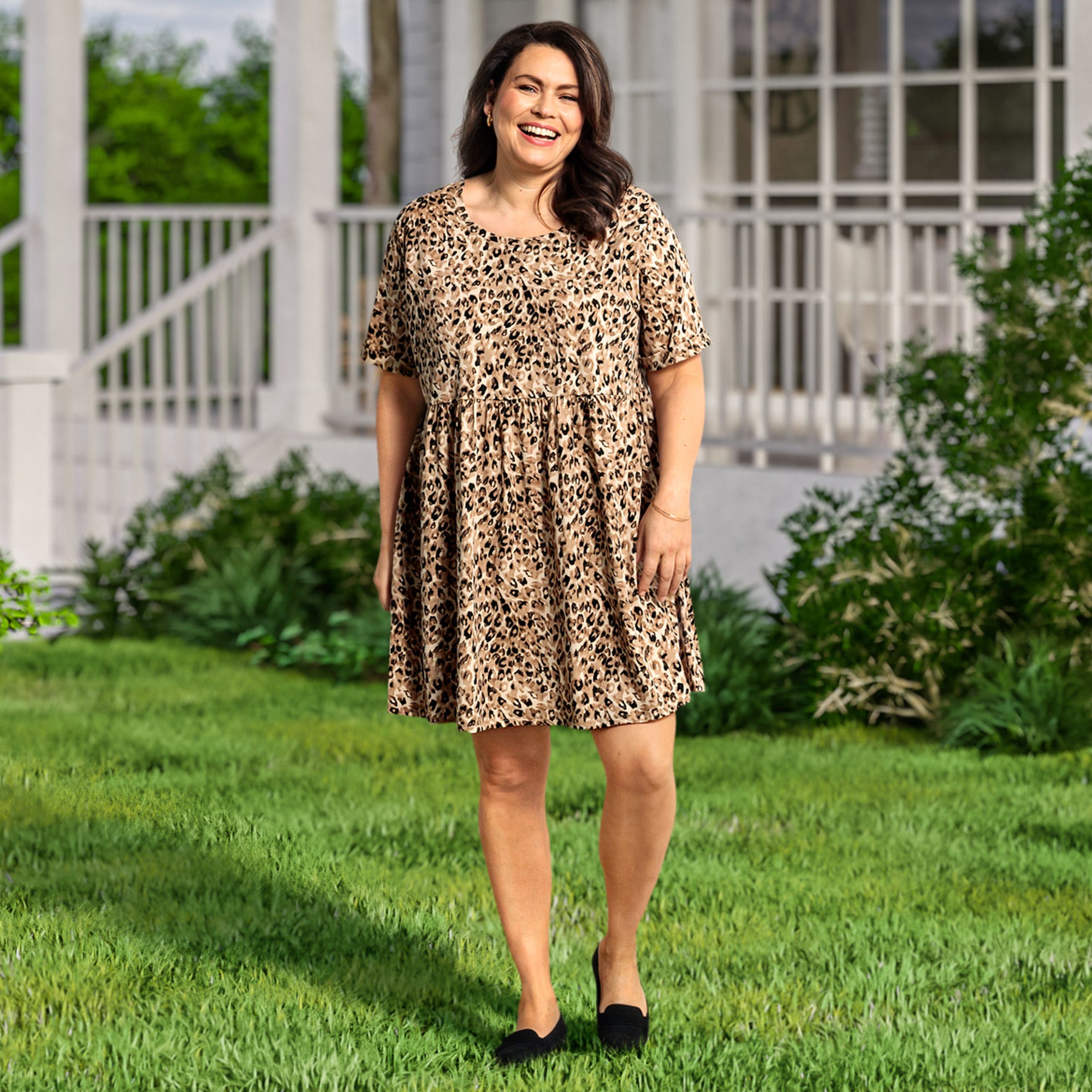 Damen-Kleid mit Leo-Muster, große Größen