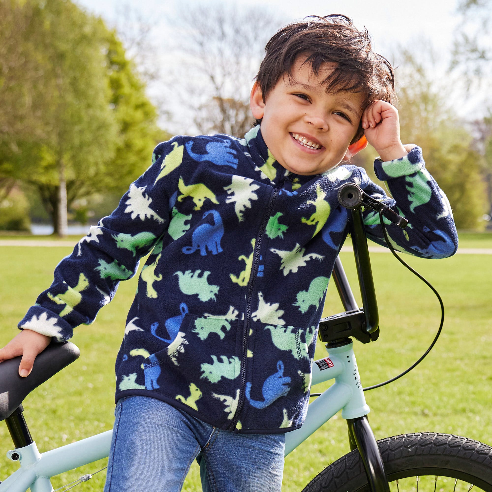 Jungen-Fleecejacke mit Dino-Muster