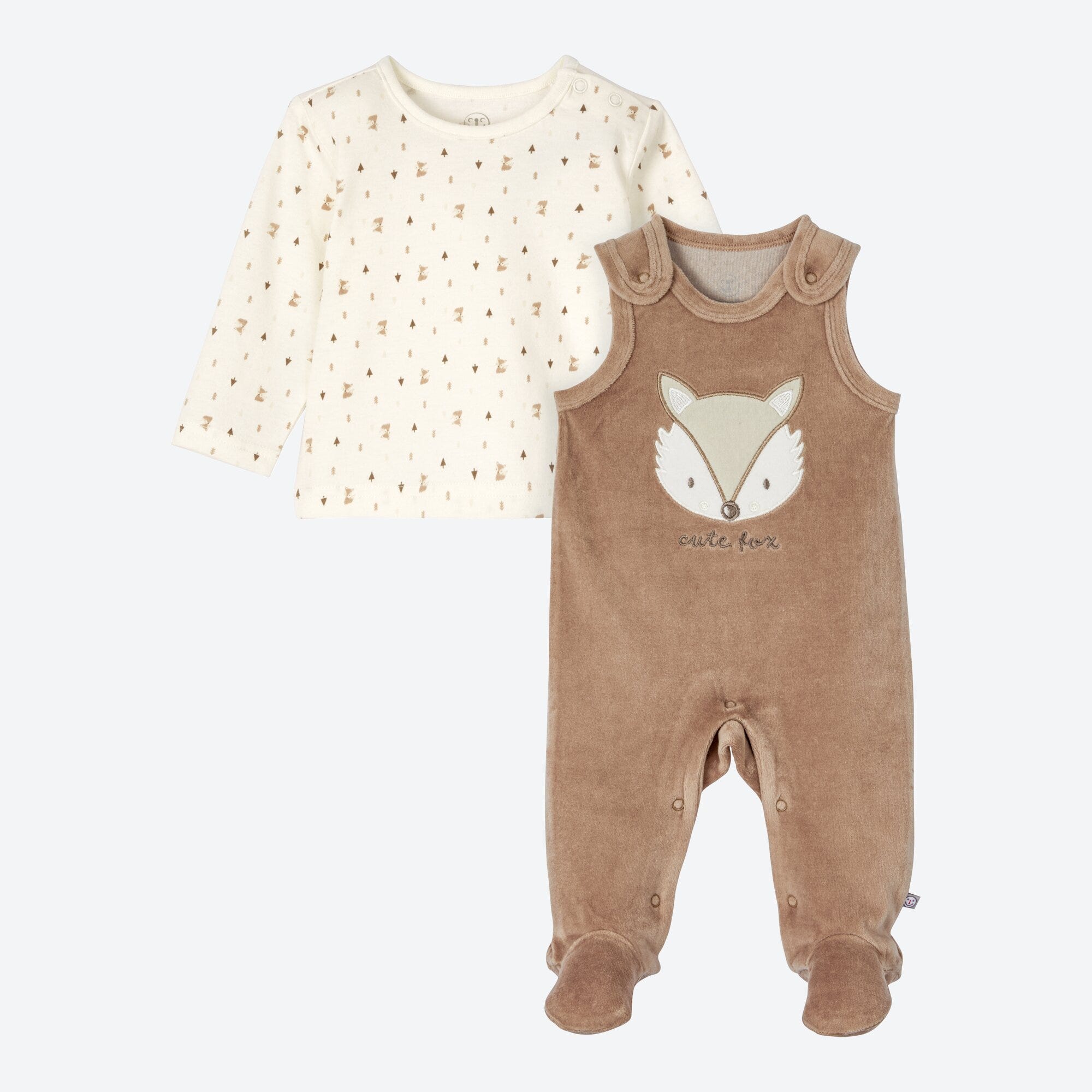 Baby-Jungen-Strampler-Set mit Fuchs-Applikation, 2-teilig