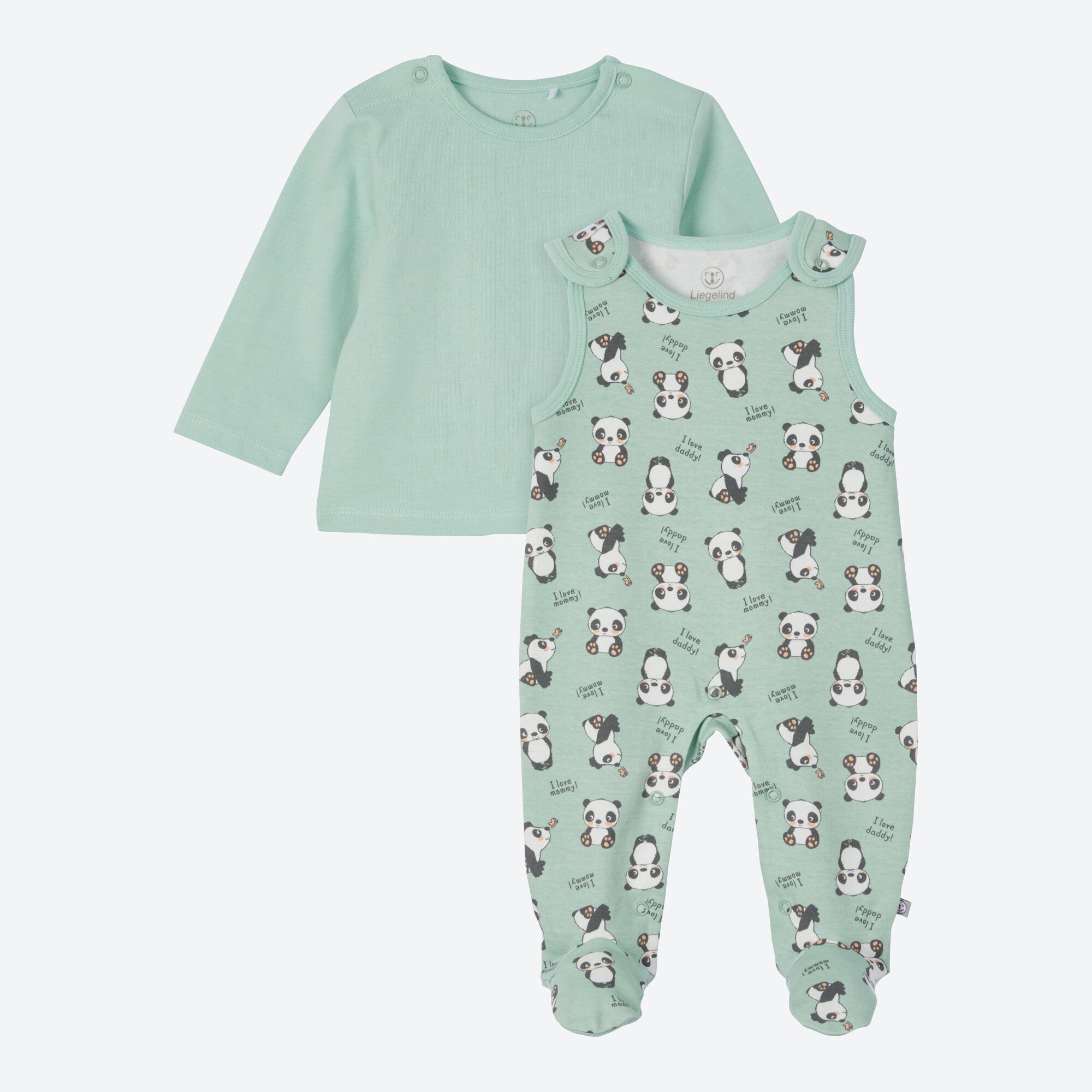 Baby-Strampler-Set mit Panda-Muster, 2-teilig