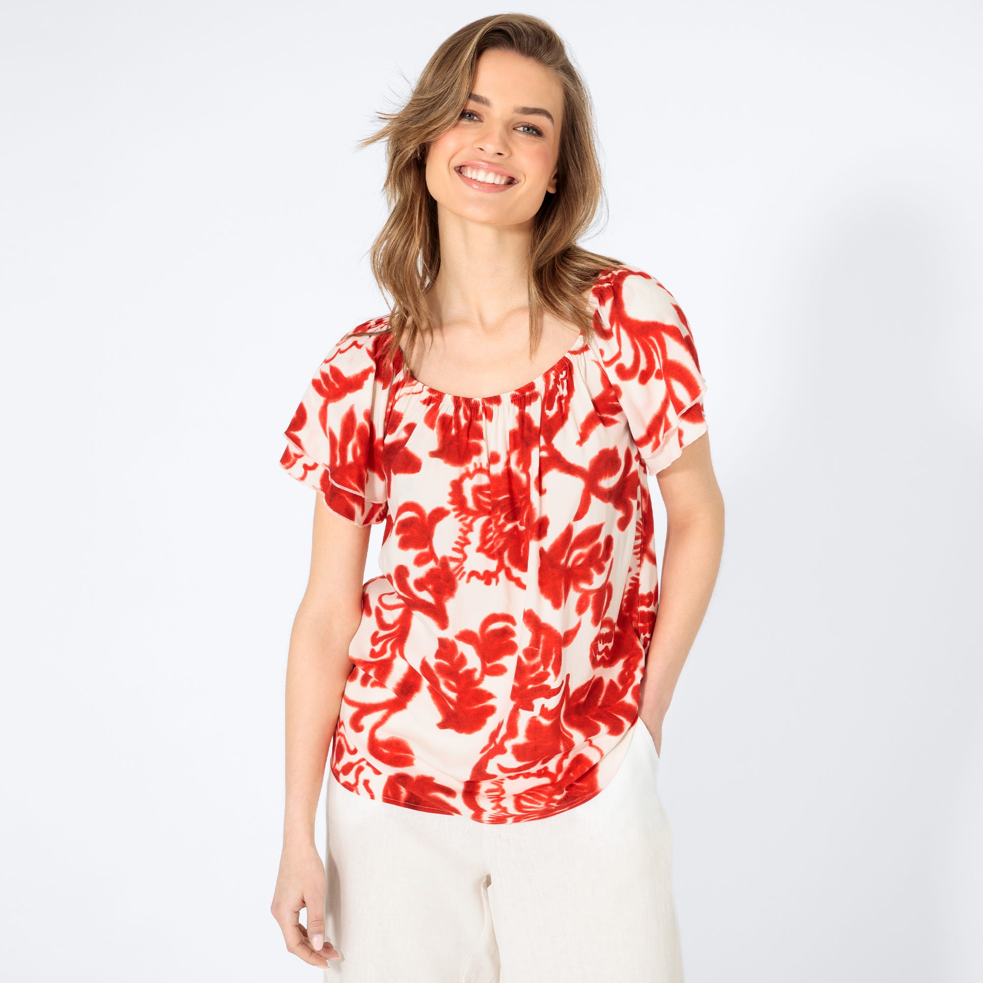 Damen-Bluse mit Carmen-Ausschnitt