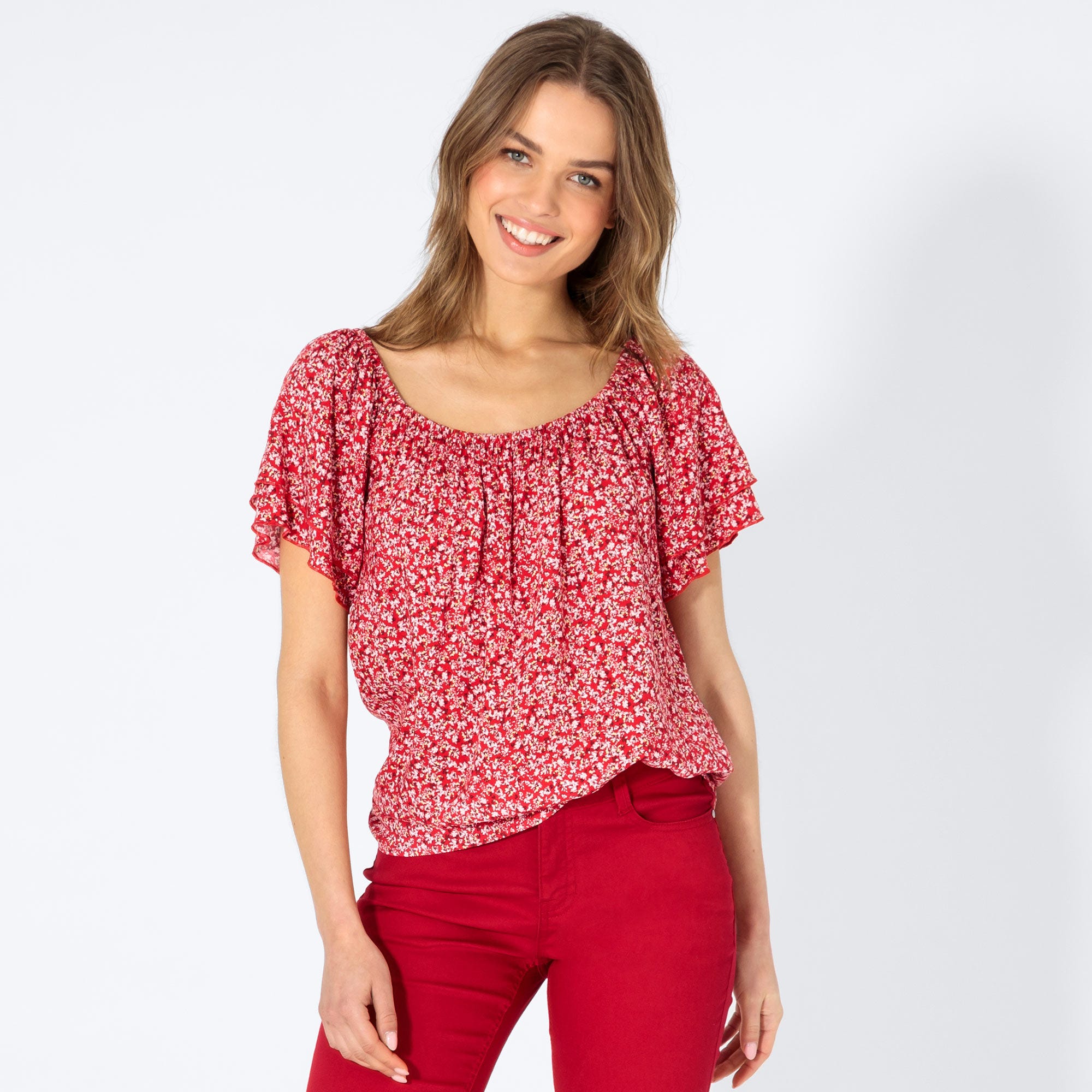 Damen-Bluse mit Carmen-Ausschnitt