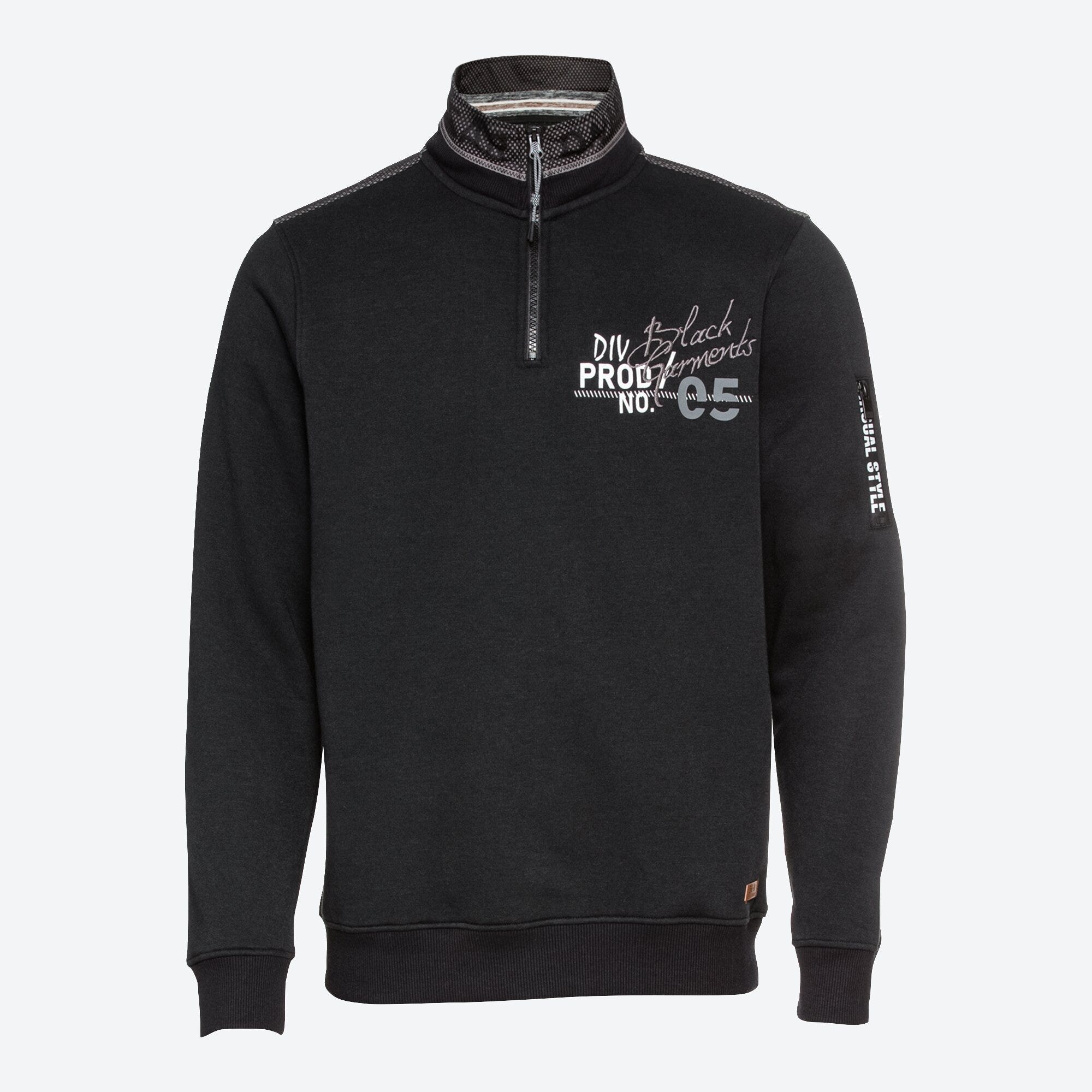 Herren-Sweatshirt mit Troyer-Kragen