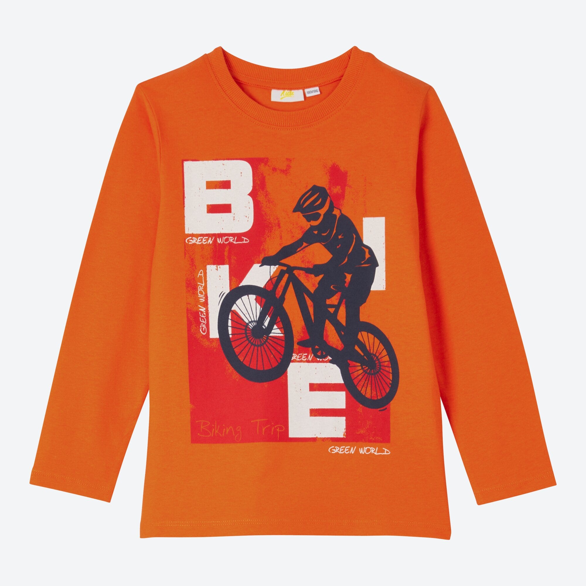 Jungen-Shirt mit Mountainbike-Frontaufdruck