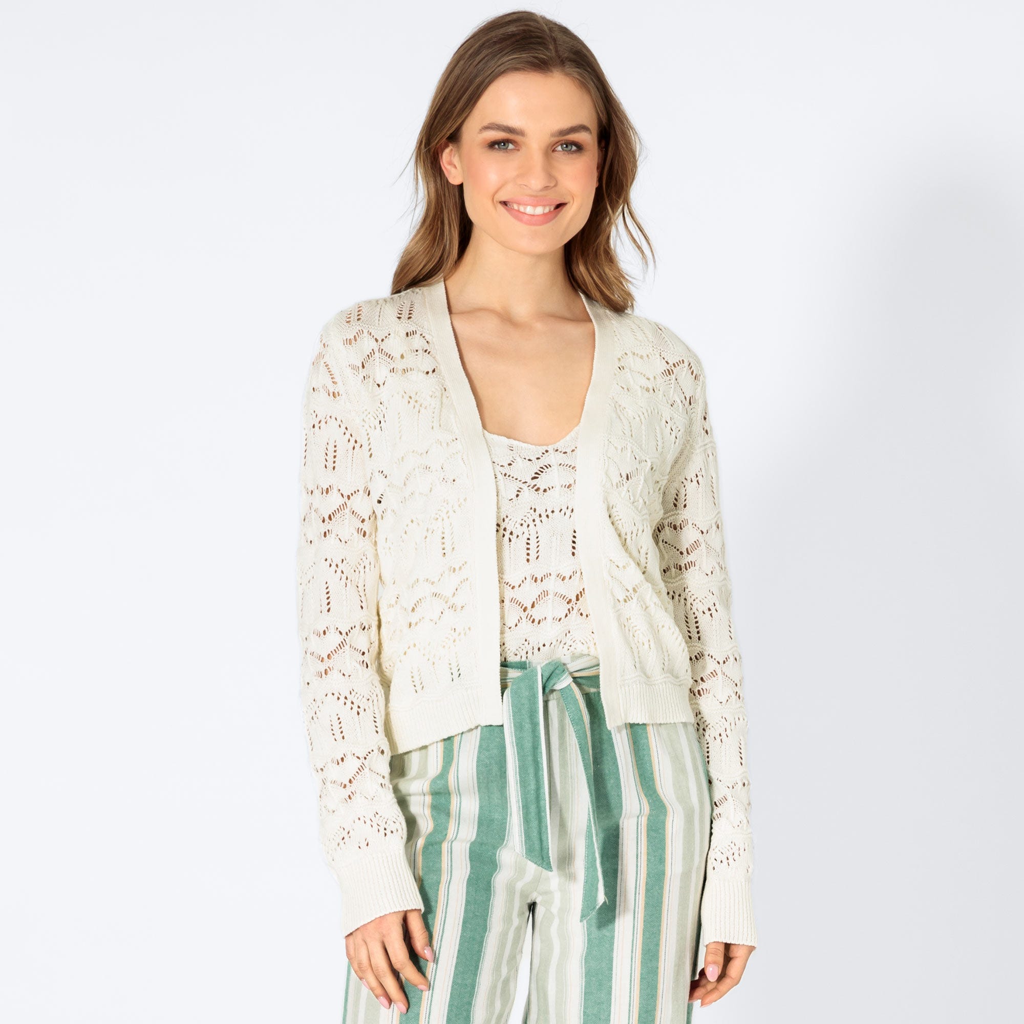 Damen-Strickjacke mit Ajour-Muster