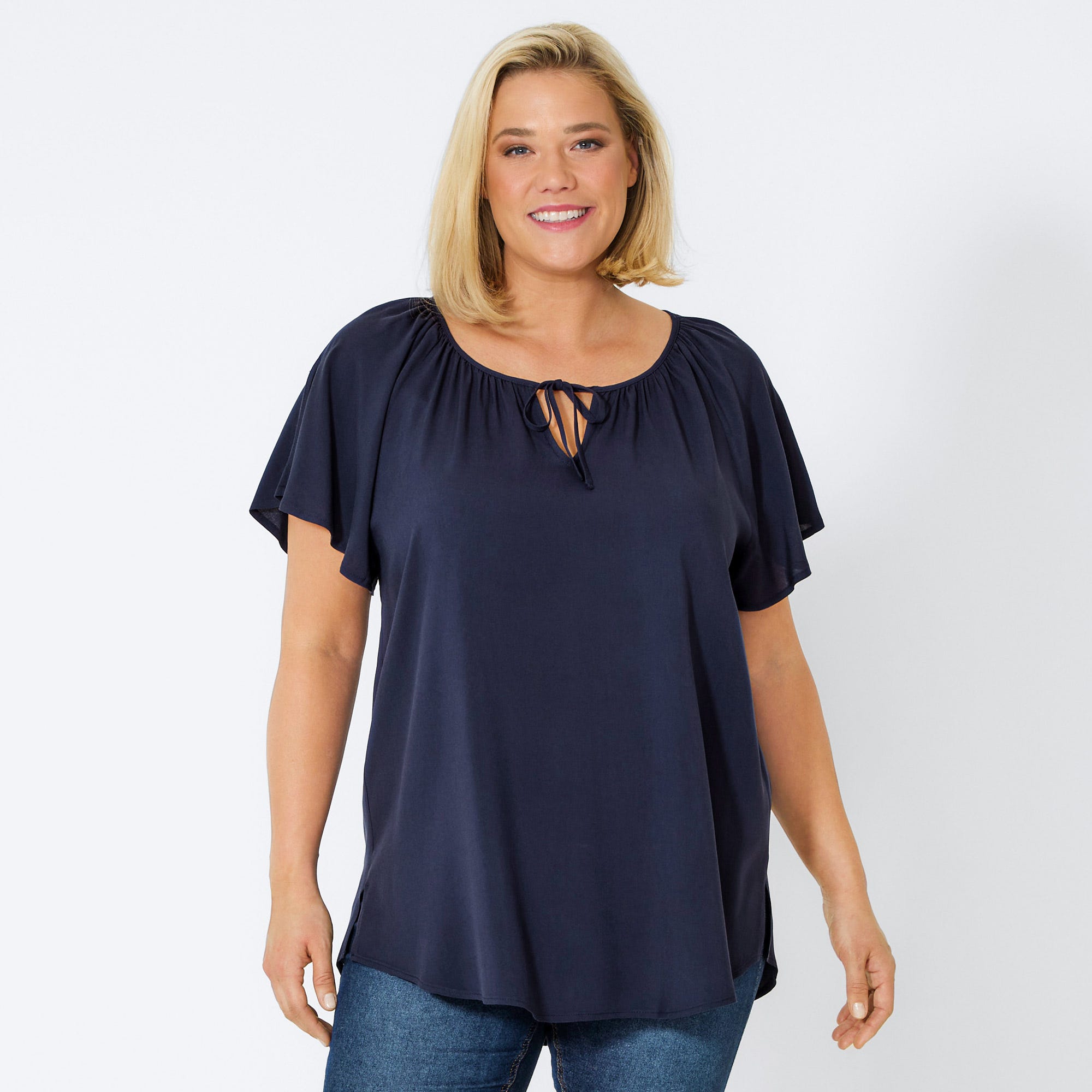 Damen-Bluse mit Bindebändern, große Größen