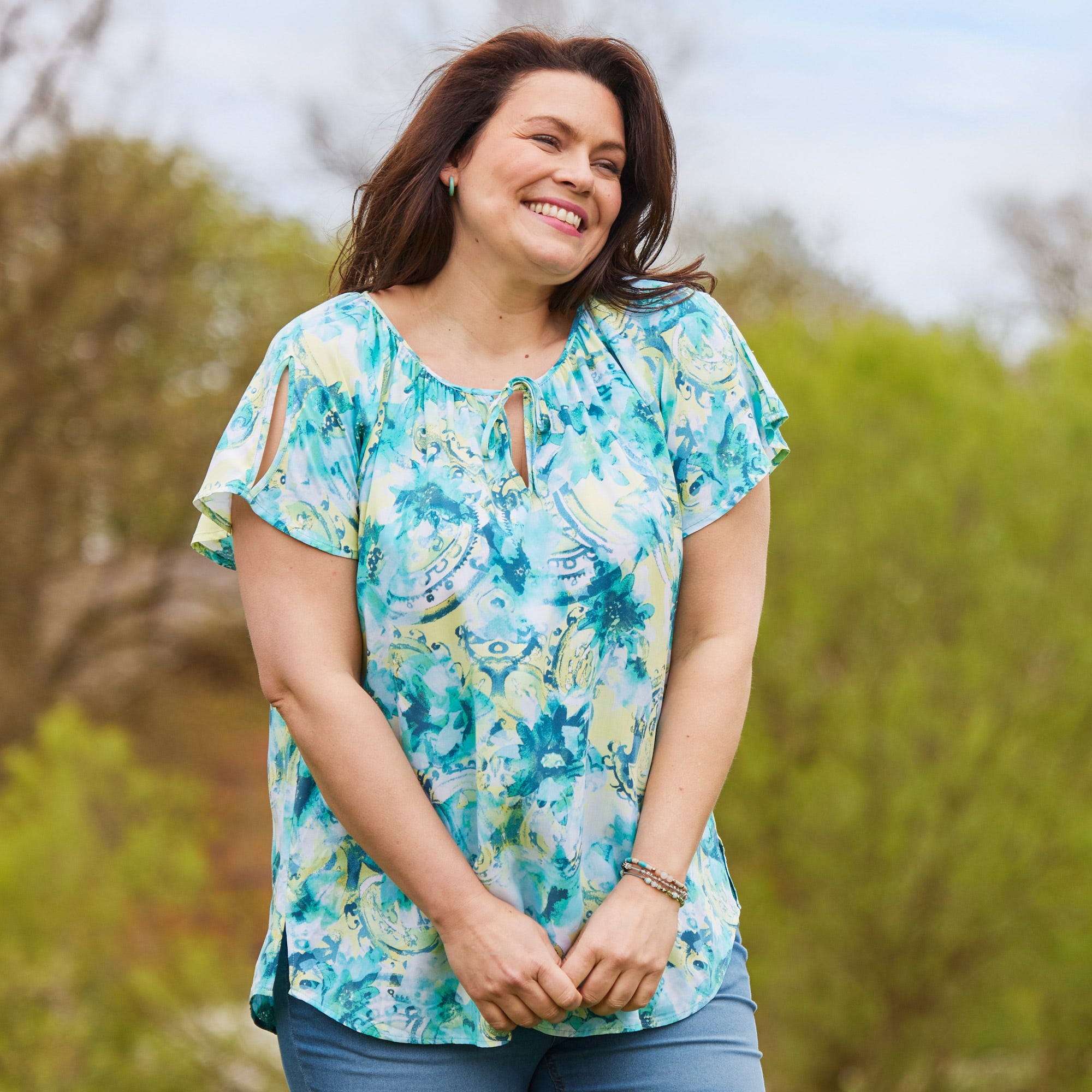 Damen-Bluse mit Bindebändern, große Größen