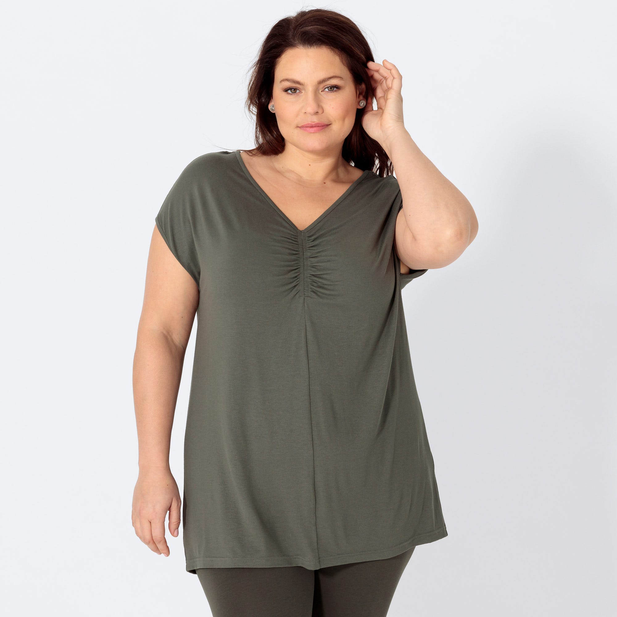 Damen-T-Shirt mit Raffung, große Größen