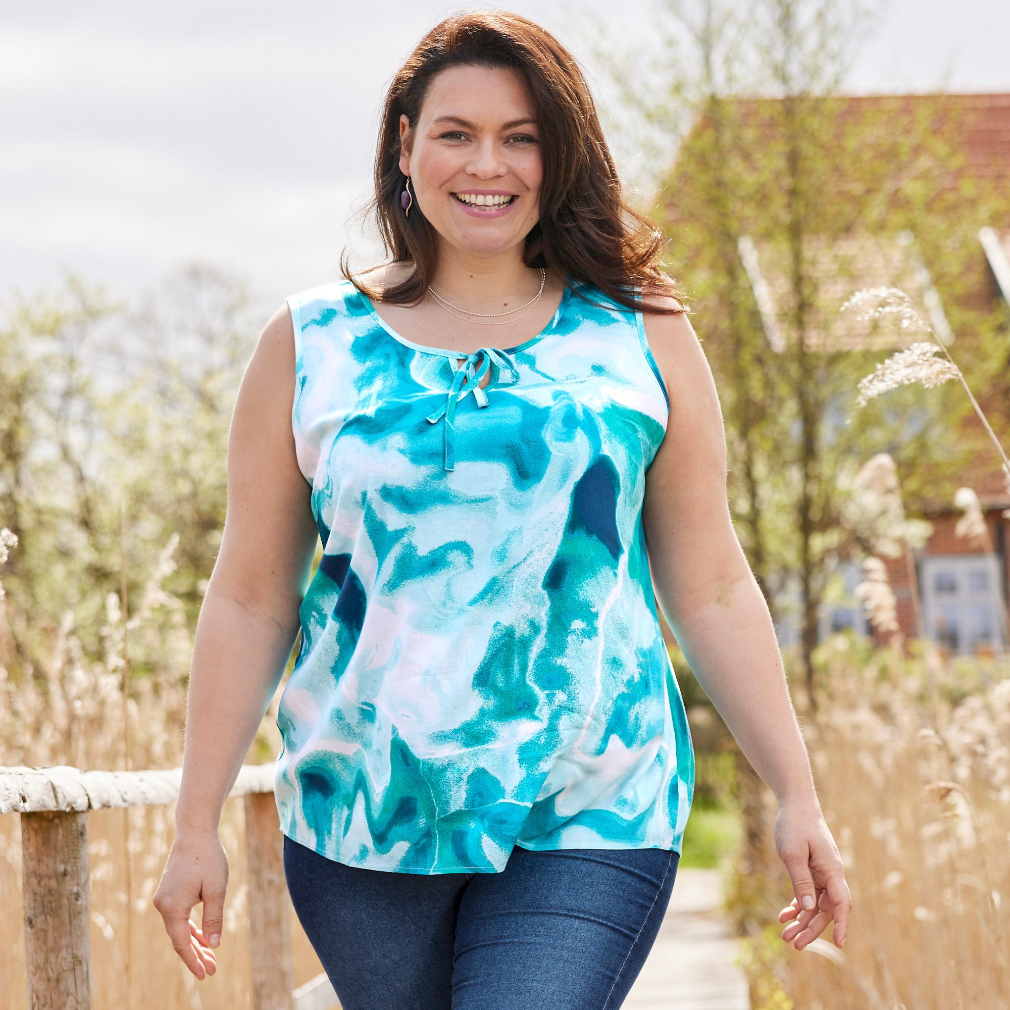 Damen-Bluse mit Bindebändern, große Größen