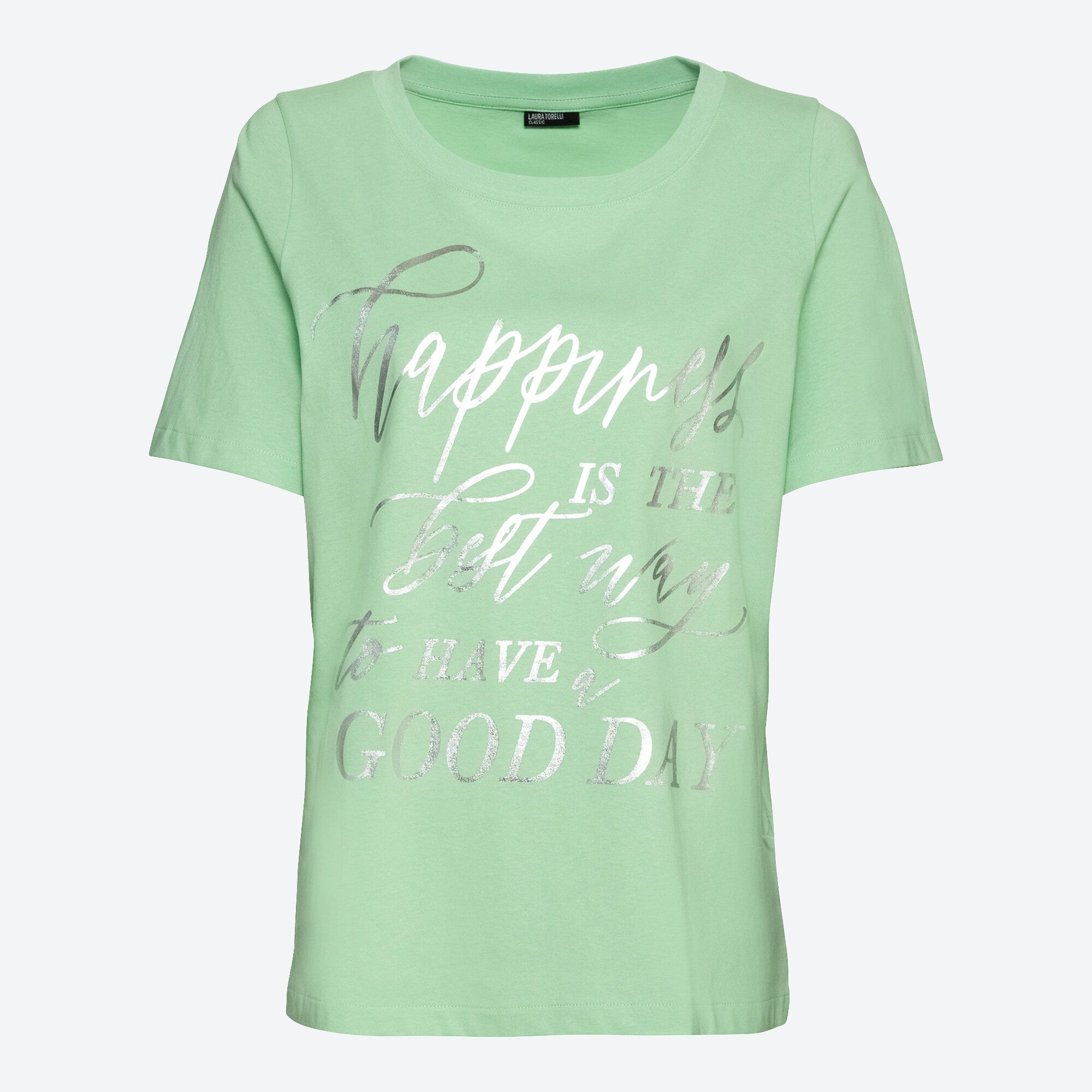 Damen-T-Shirt mit glänzendem Schriftzug