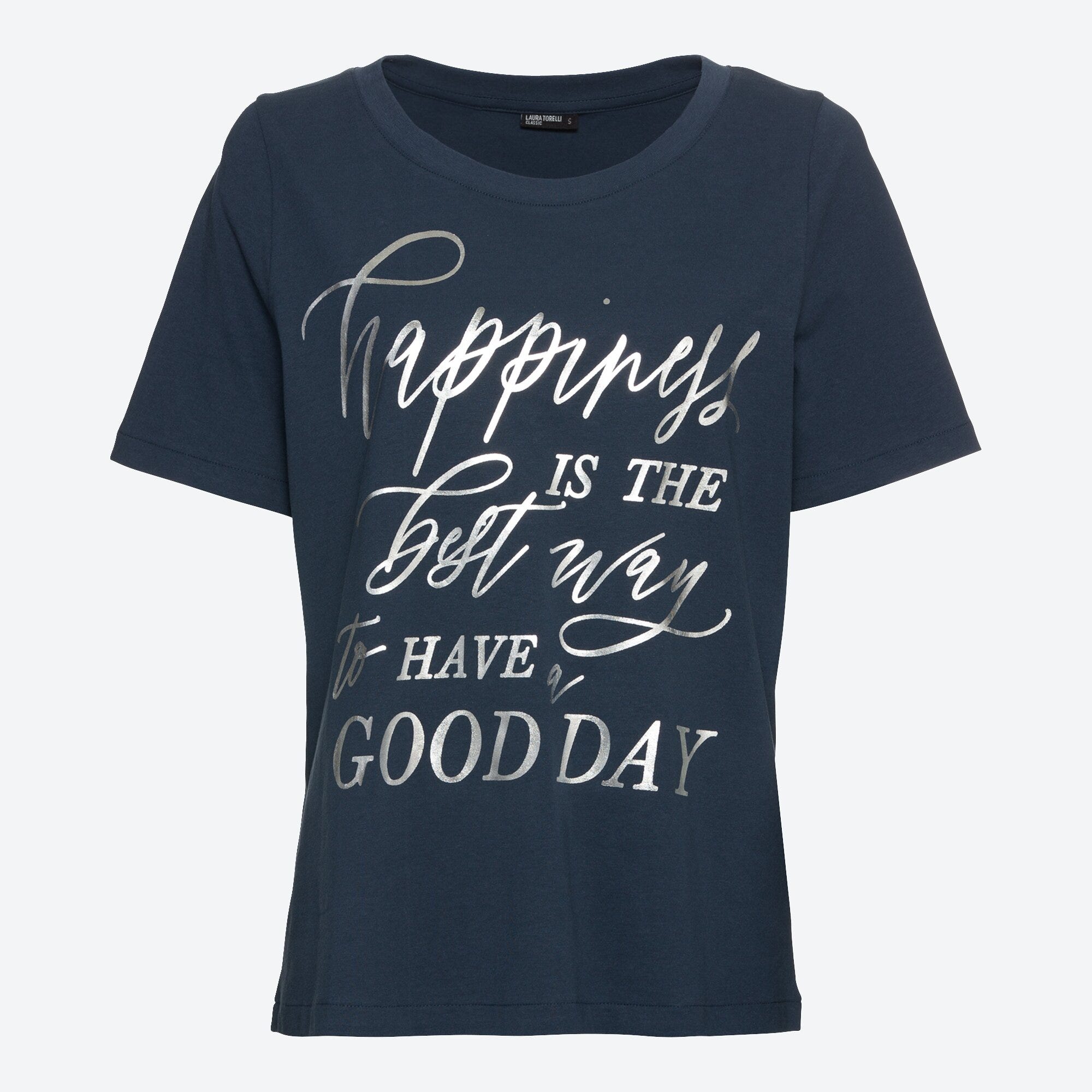 Damen-T-Shirt mit glänzendem Schriftzug