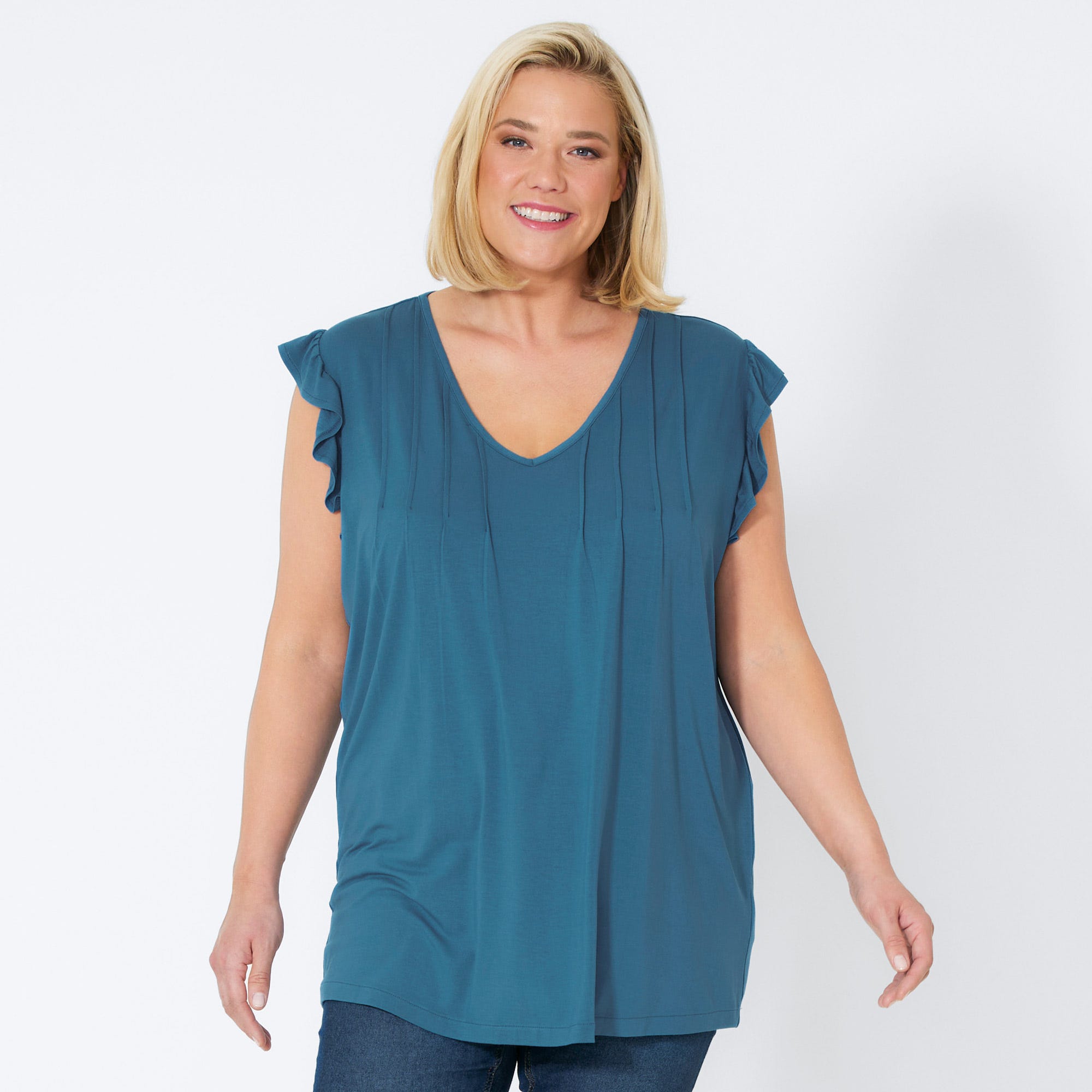 Damen-T-Shirt mit Rüschen, große Größen