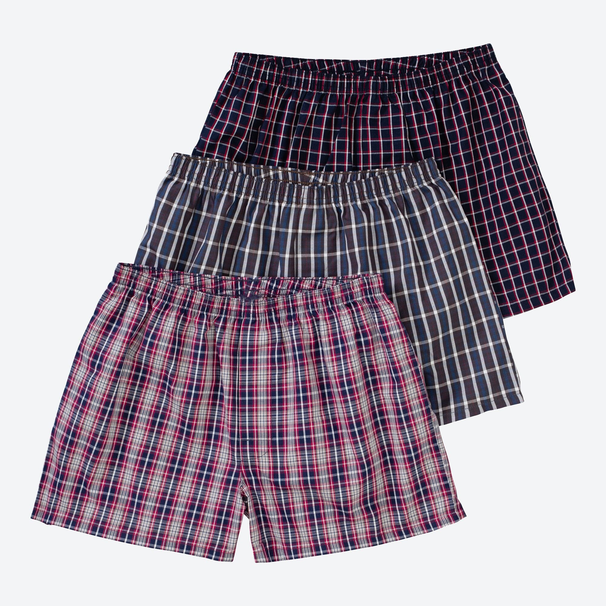 Herren-Webboxershorts mit Karomuster, 3er-Pack