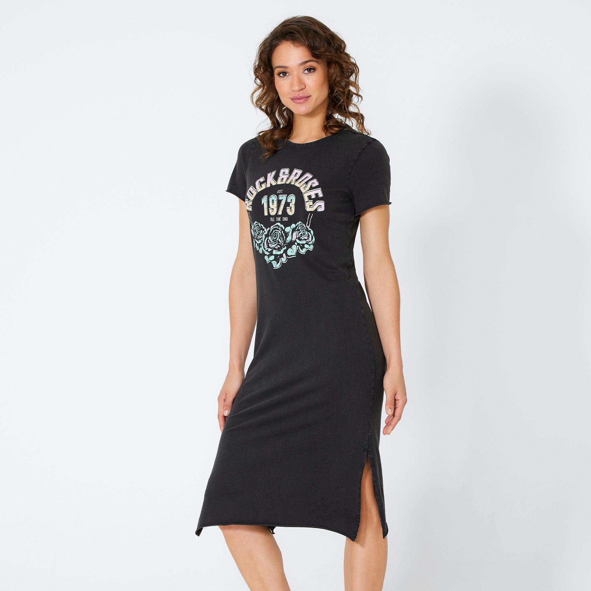 Damen-Longshirt in Acid-Wash-Optik