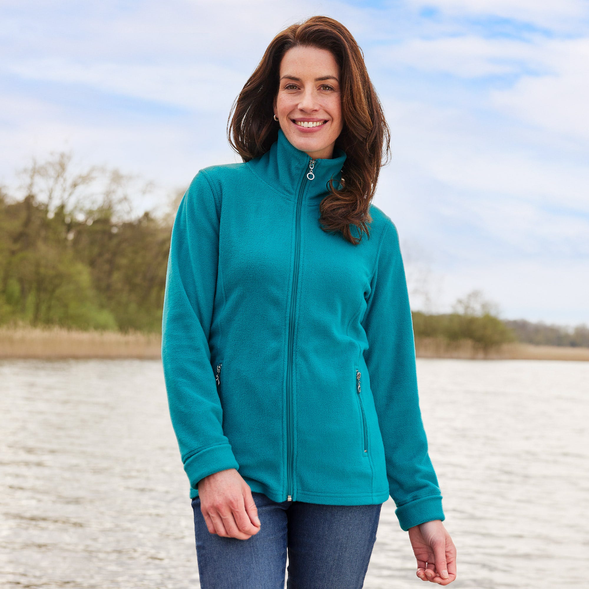 Damen-Fleece-Jacke mit 2 Reißverschluss-Taschen
