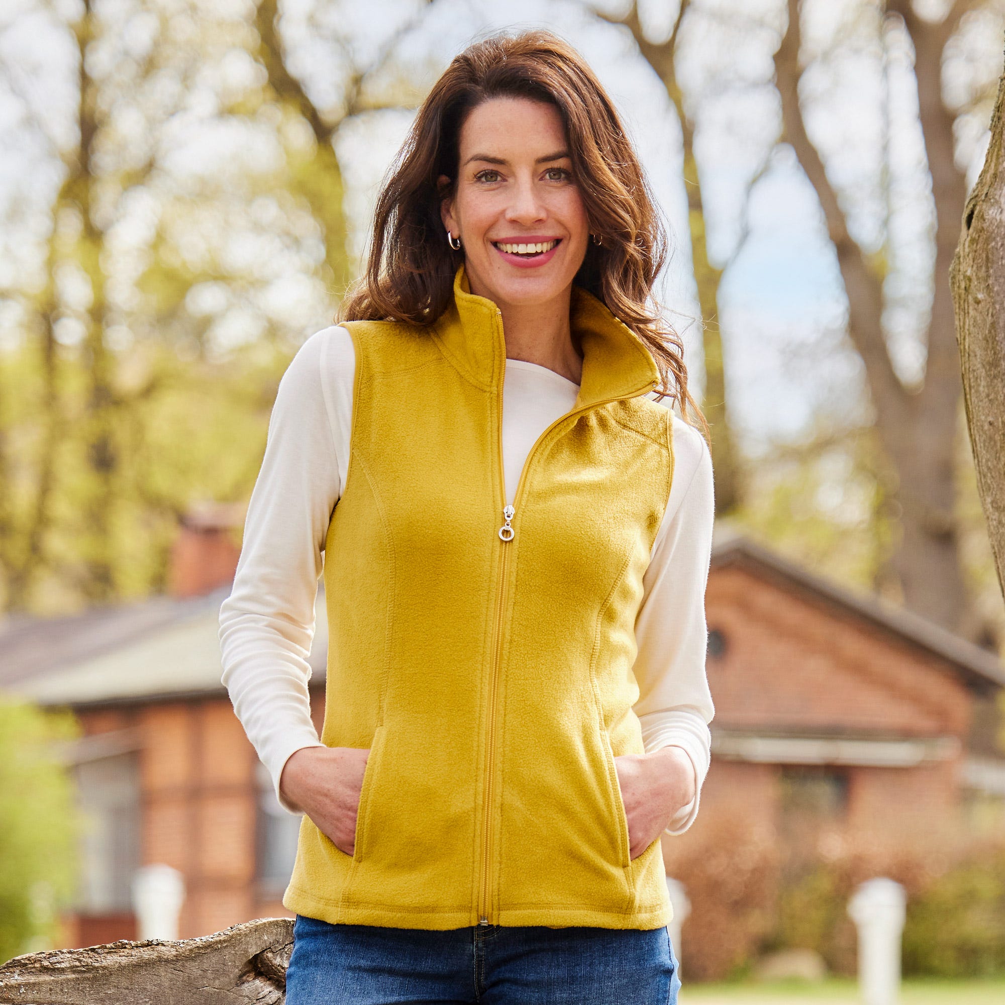 Damen-Fleece-Weste mit Eingrifftaschen