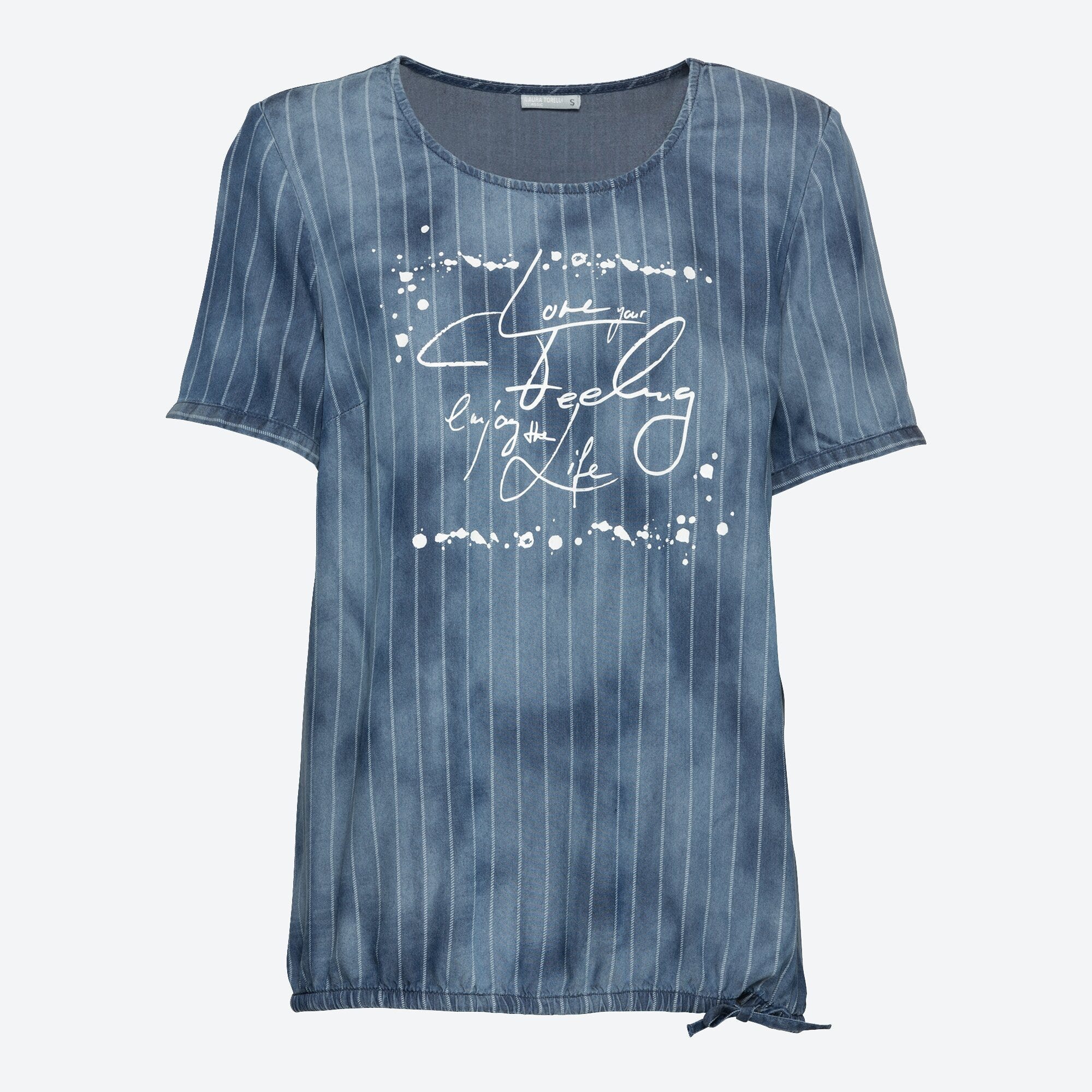 Damen-T-Shirt mit Kordeln am Saum