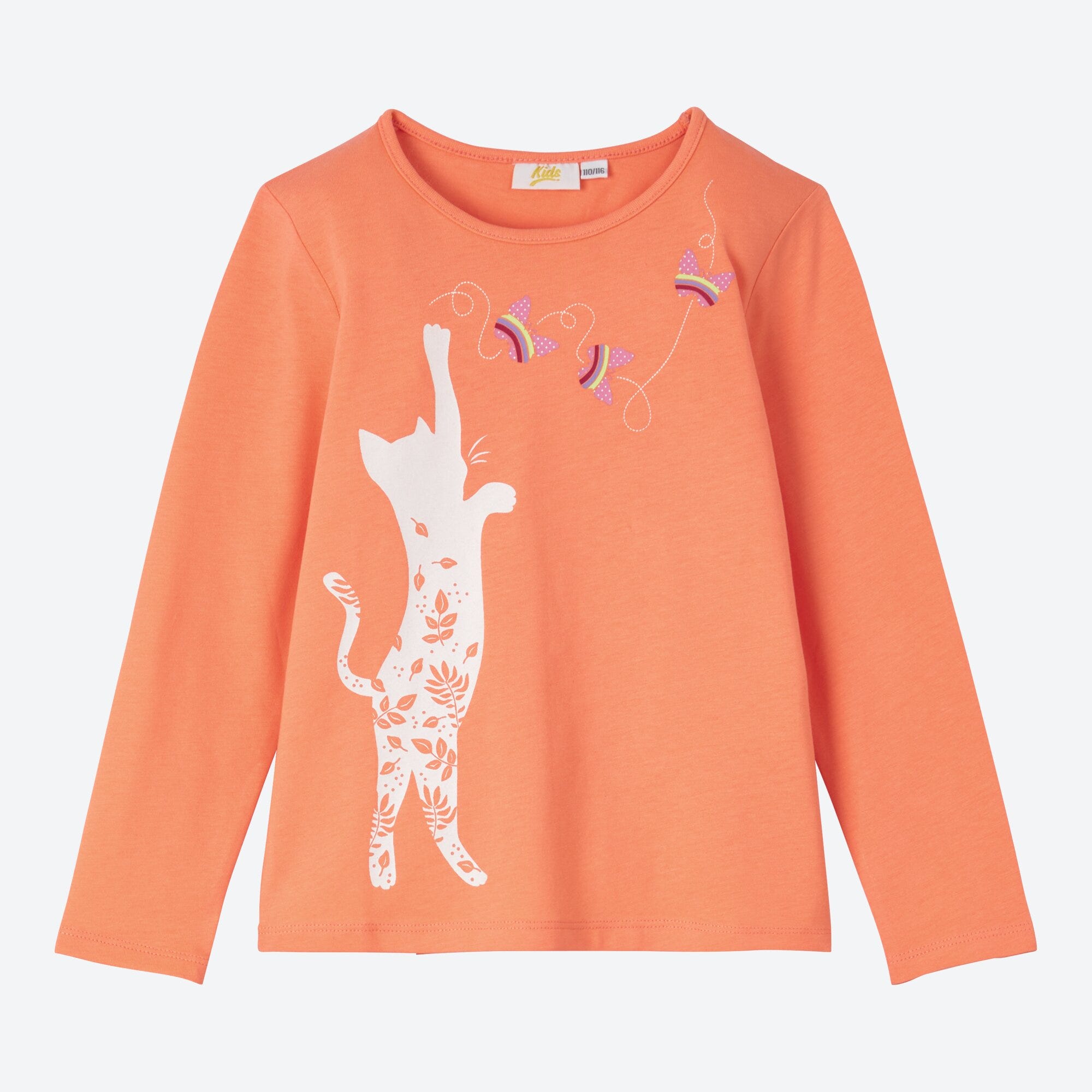 Mädchen-Shirt mit Katzen-Frontaufdruck