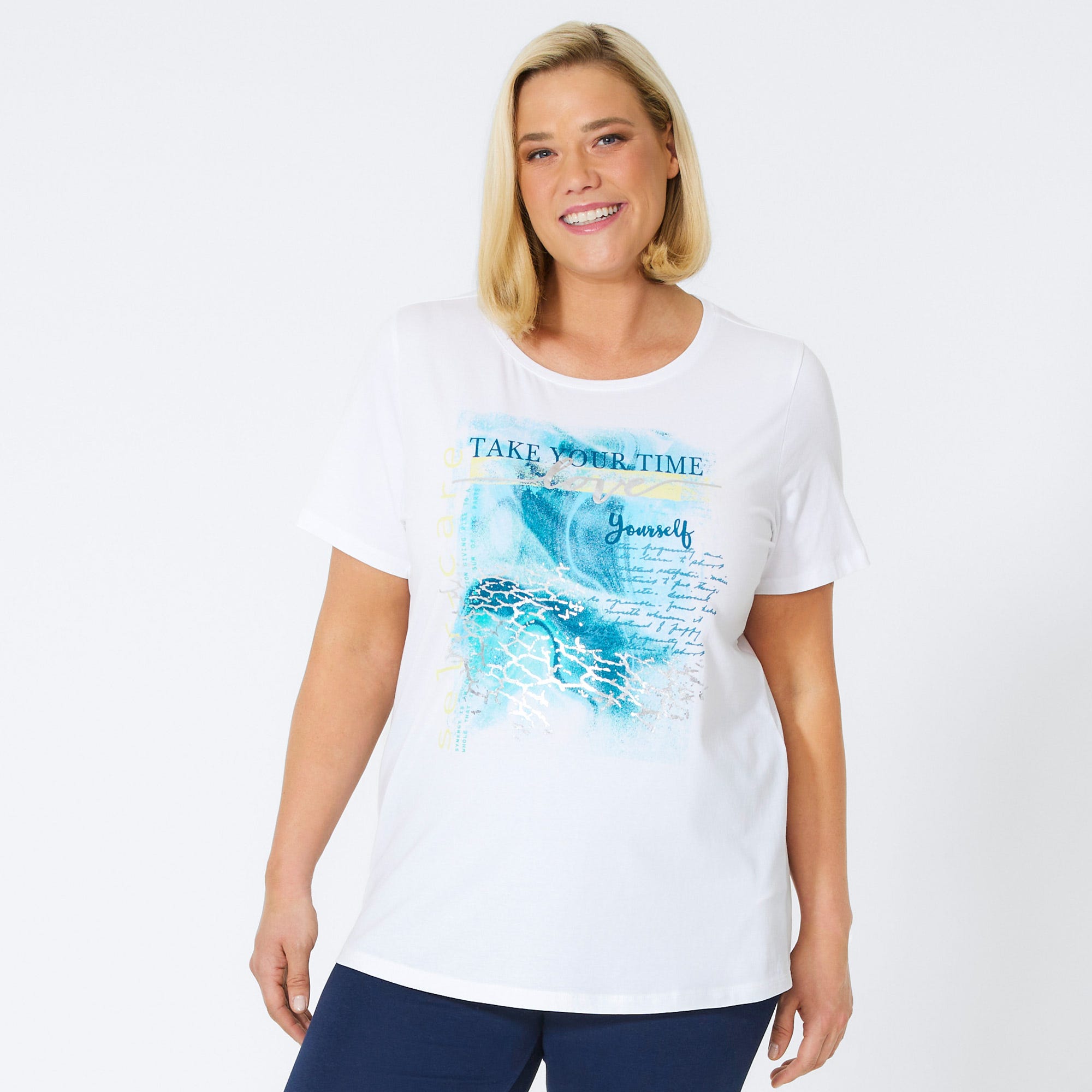 Damen-T-Shirt mit Frontaufdruck, große Größen