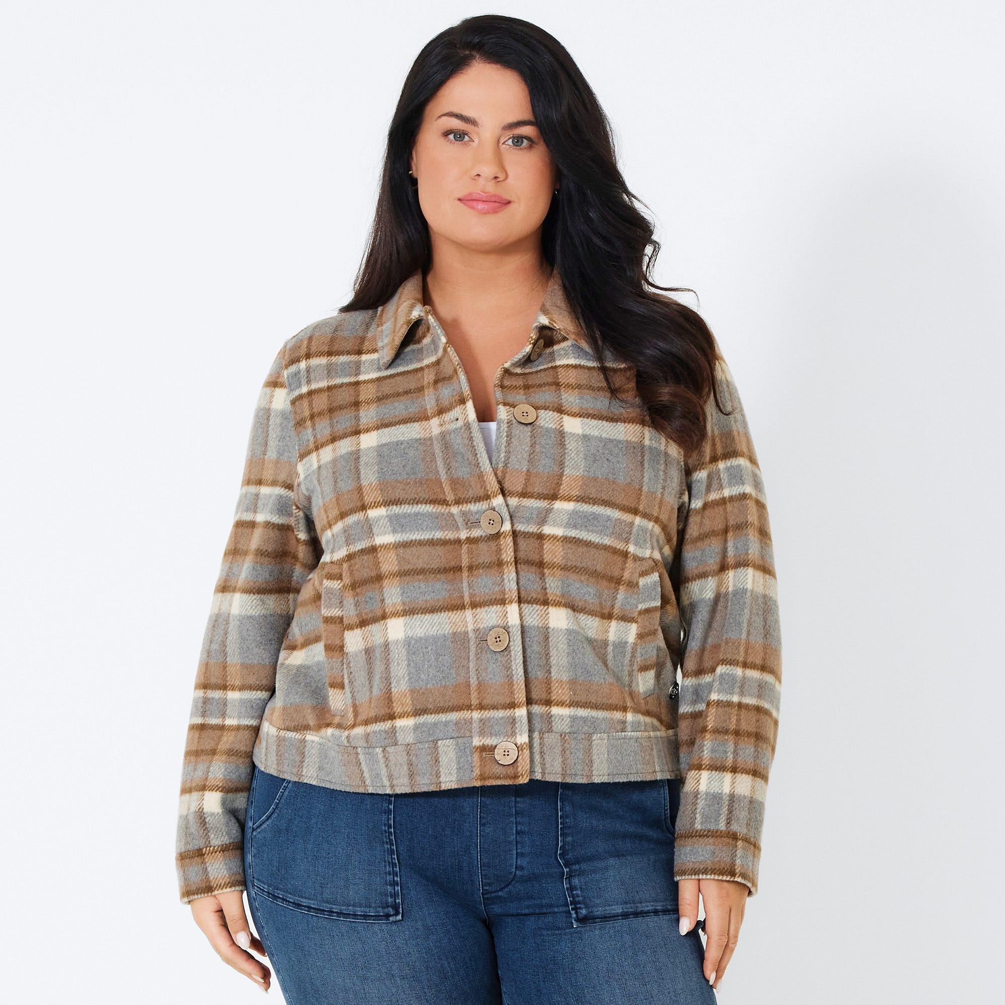 Damen-Jacke mit Karomuster, große Größen