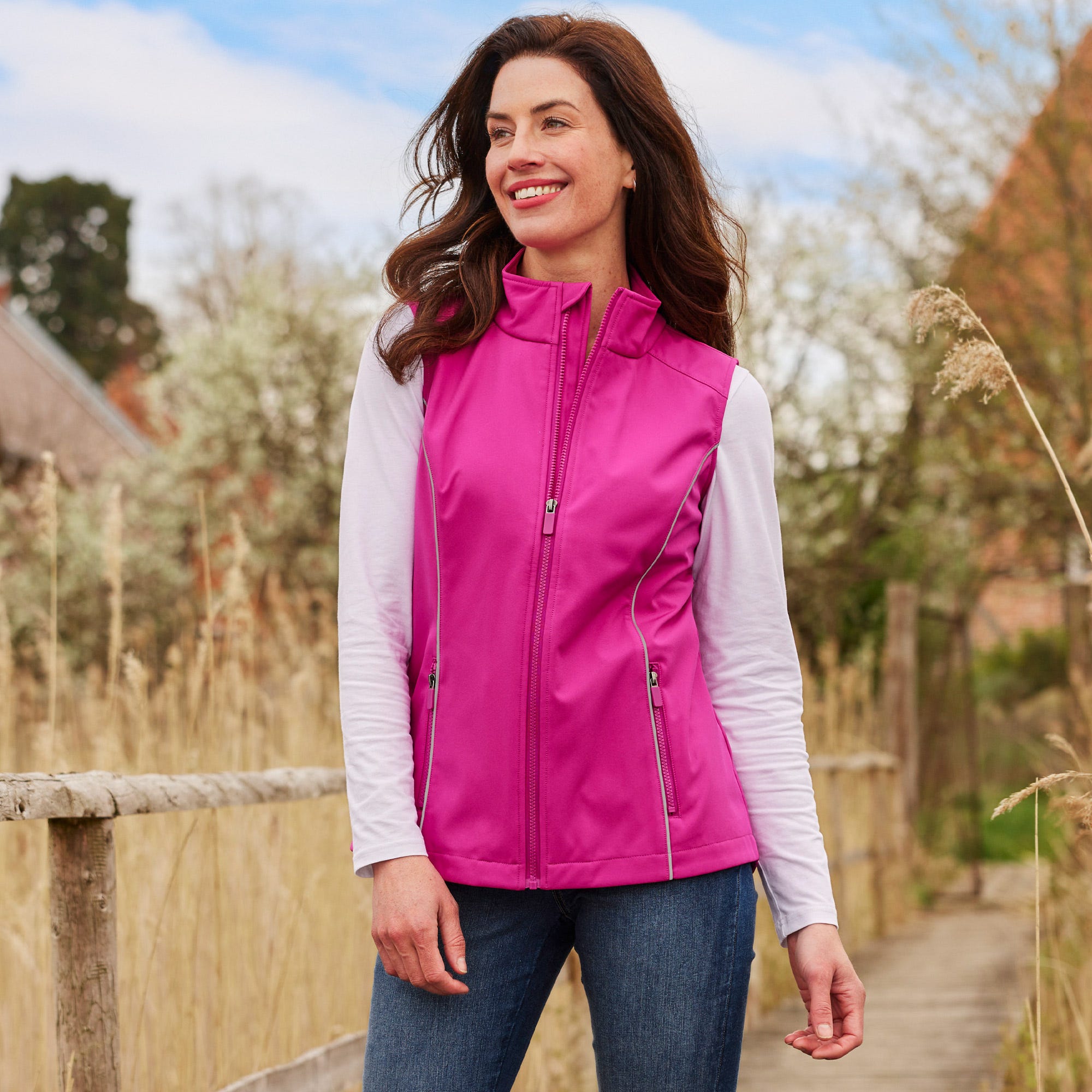 Damen-Softshell-Weste mit 2 Reißverschluss-Taschen