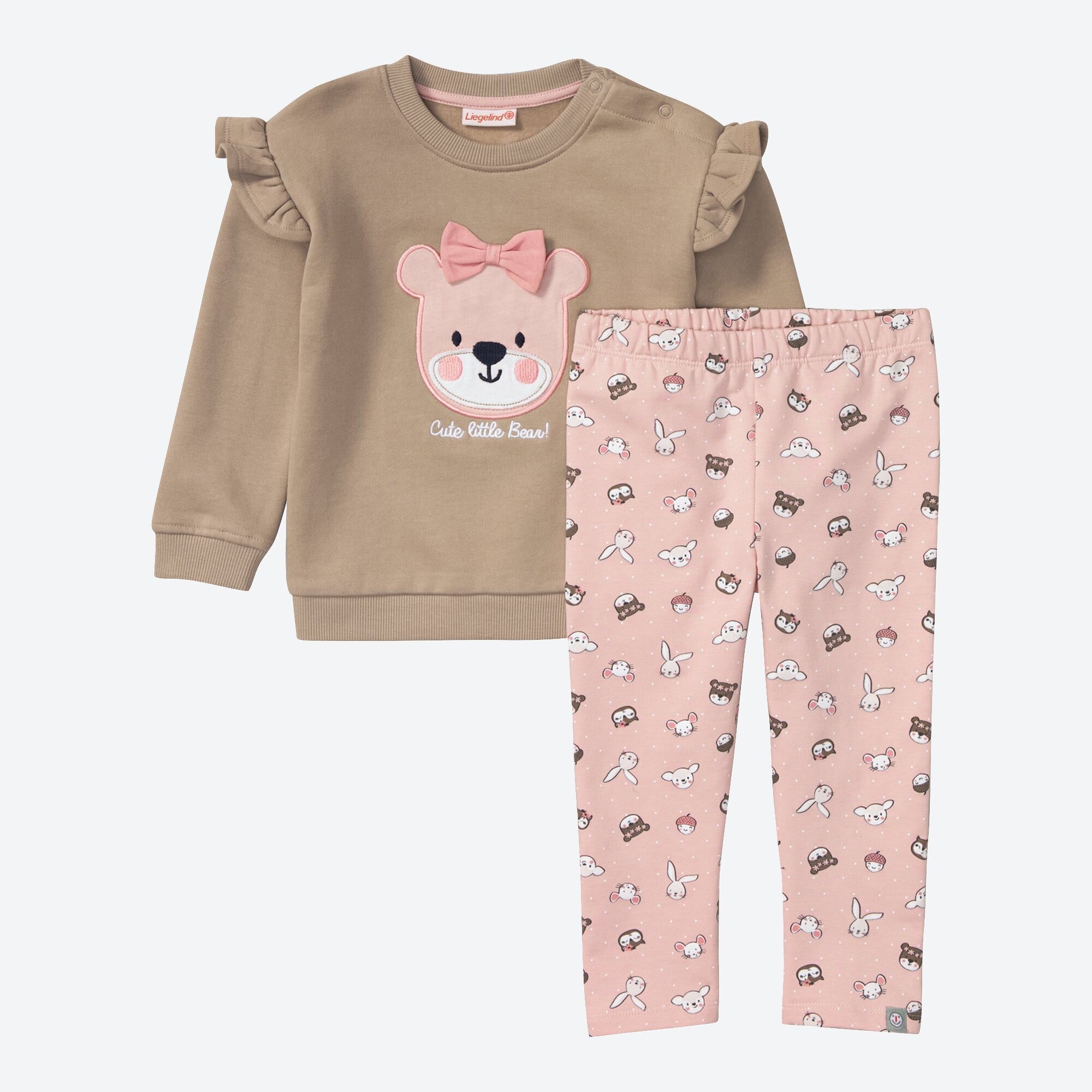 Baby-Mädchen-Set mit Bären-Applikation, 2-teilig