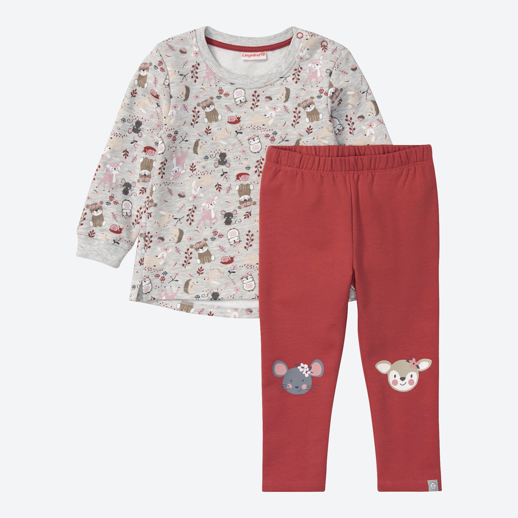 Baby-Mädchen-Set mit Wald-Muster, 2-teilig