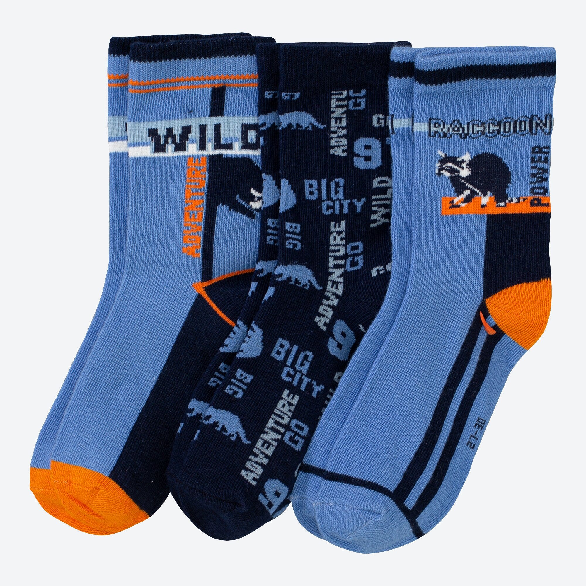 Jungen-Socken mit Waschbär-Design, 3er-Pack