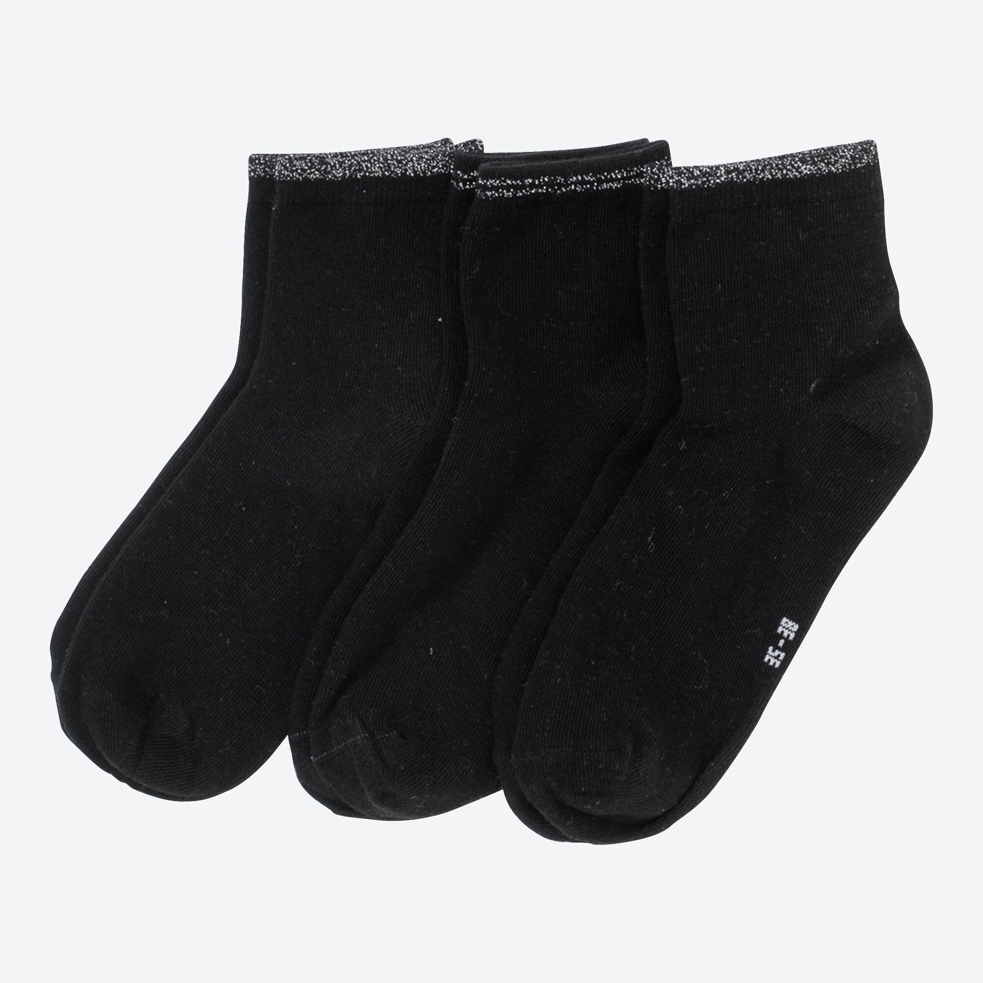 Damen-Kurzschaft-Socken mit hübschem Bündchen, 3er-Pack