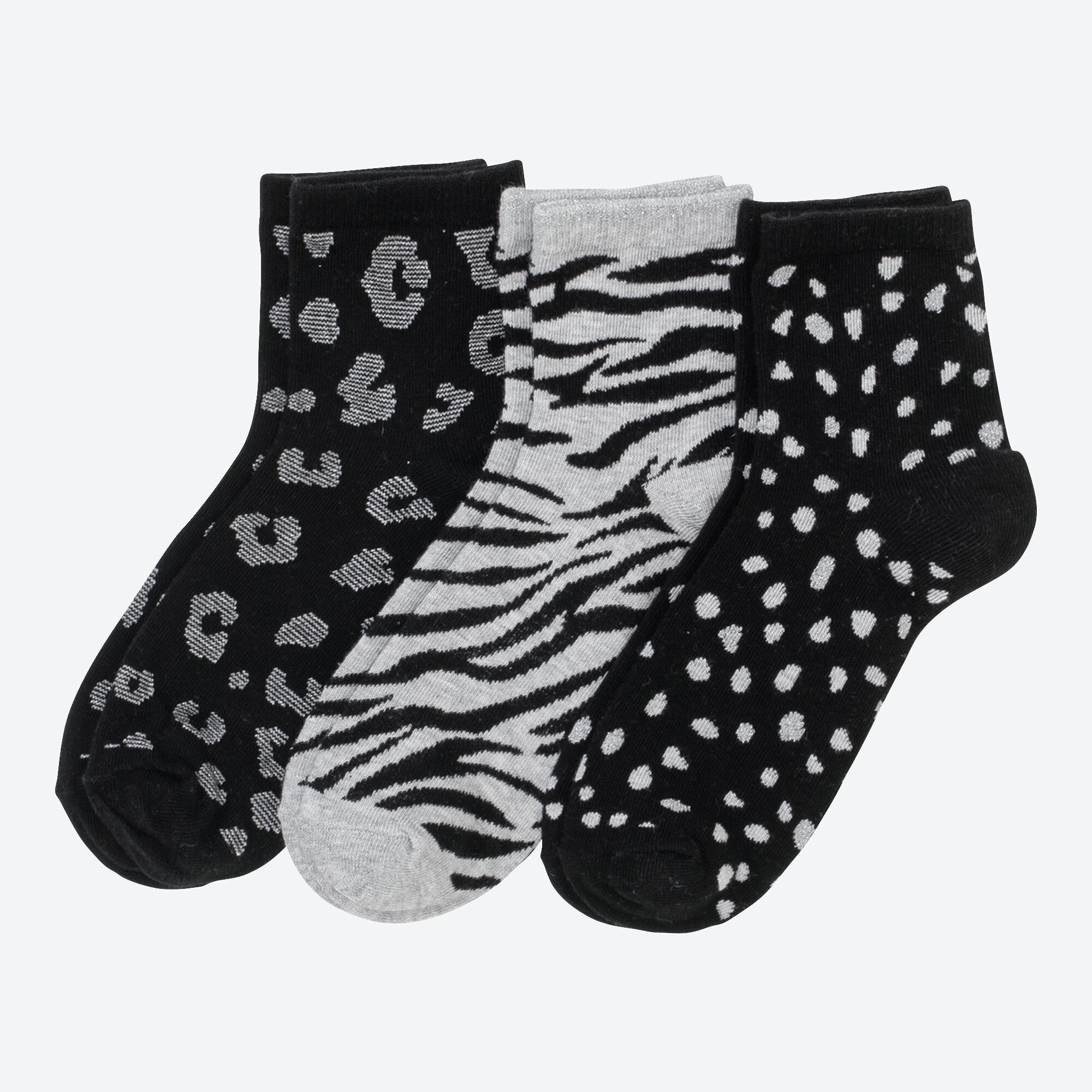 Damen-Socken mit verschiedenen Mustern, 3er-Pack