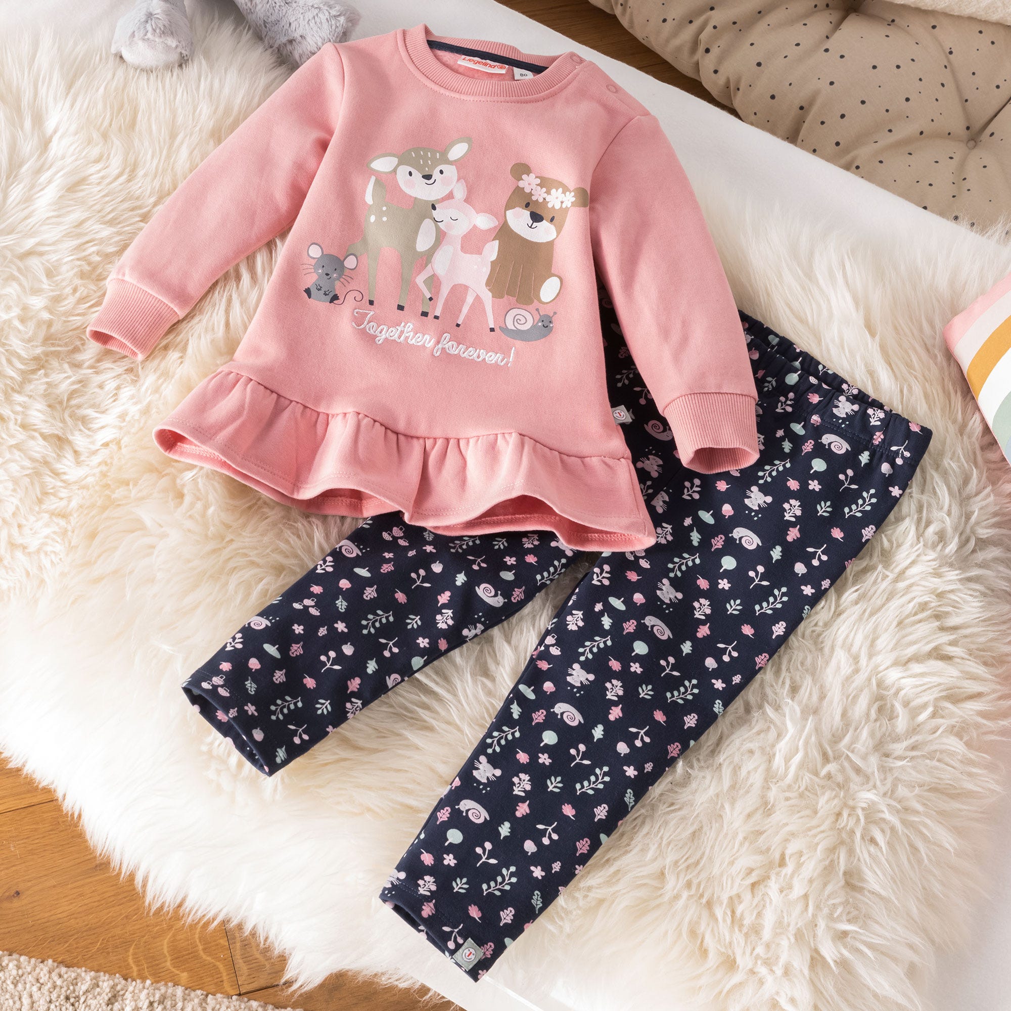Baby-Mädchen-Set mit Rüschen-Saum, 2-teilig