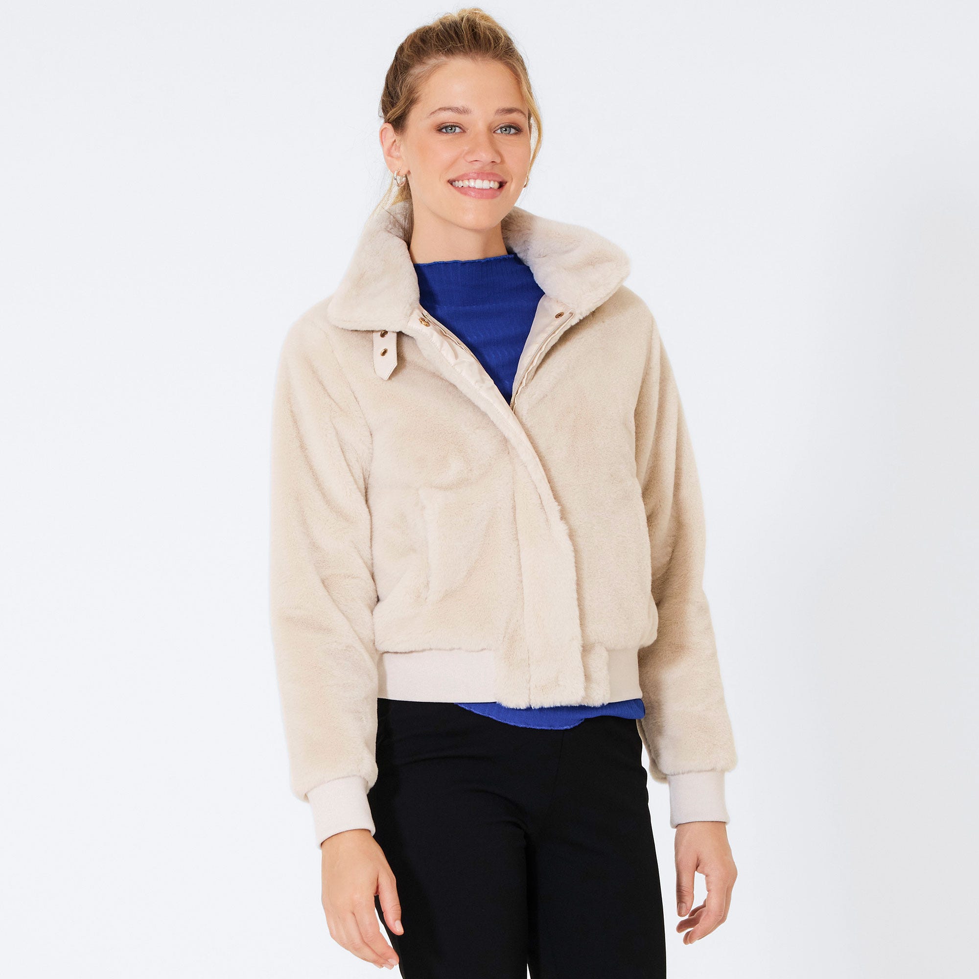 Damen-Jacke aus Teddy-Plüsch
