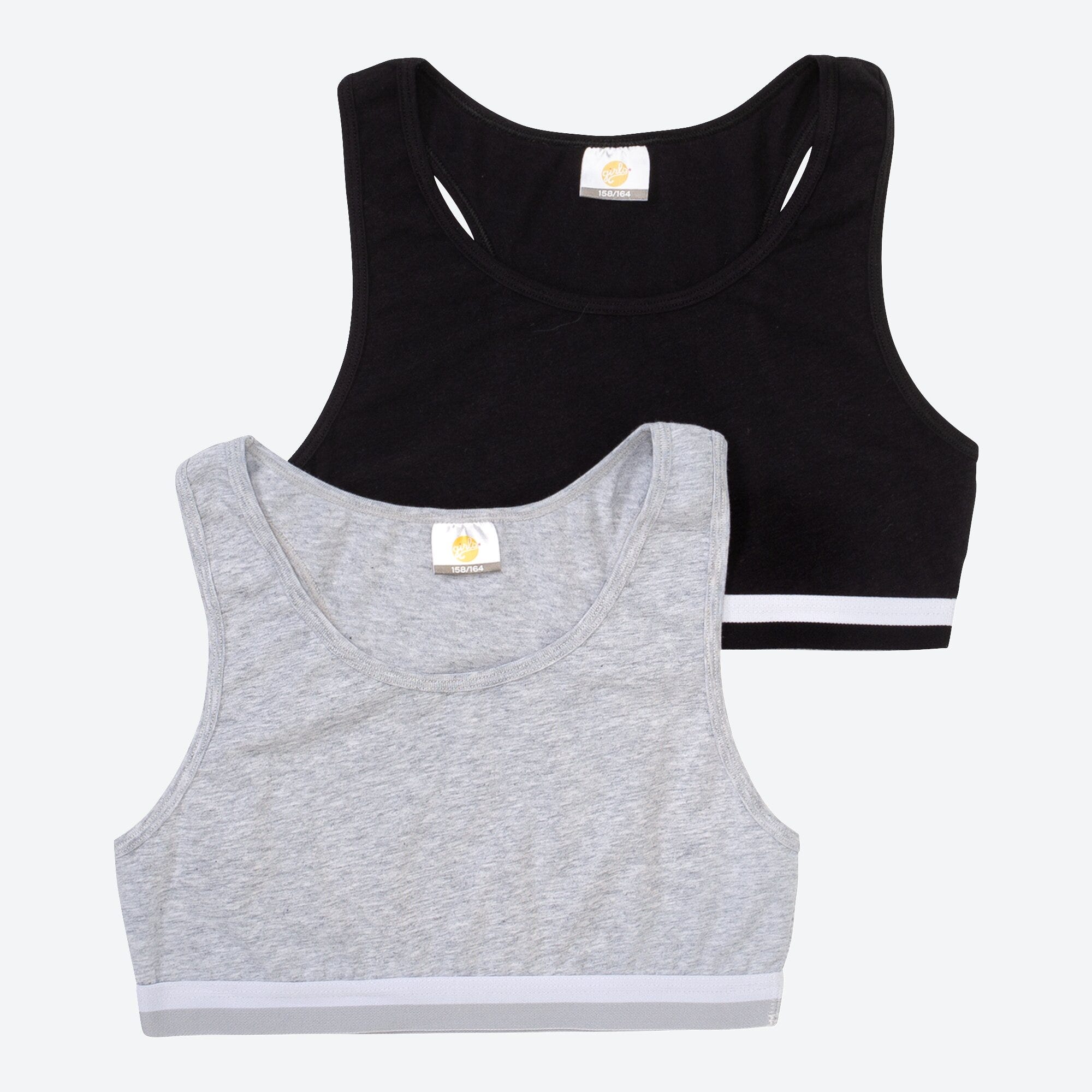 Mädchen-Bustier mit Ringer-Rücken, 2er-Pack