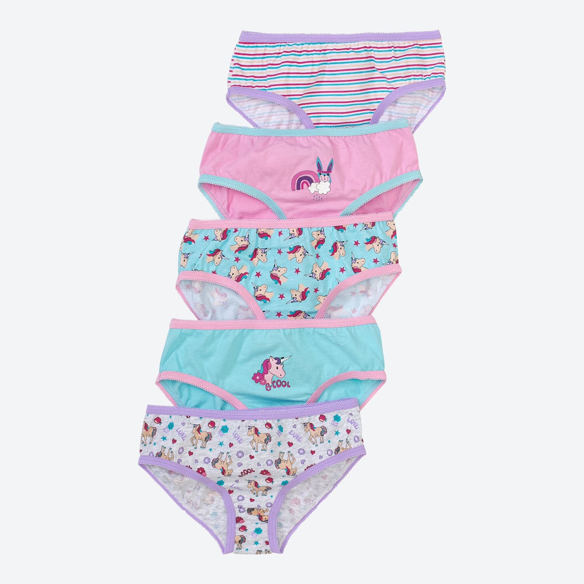 Mädchen-Slip mit Einhorn-Muster, 5er-Pack