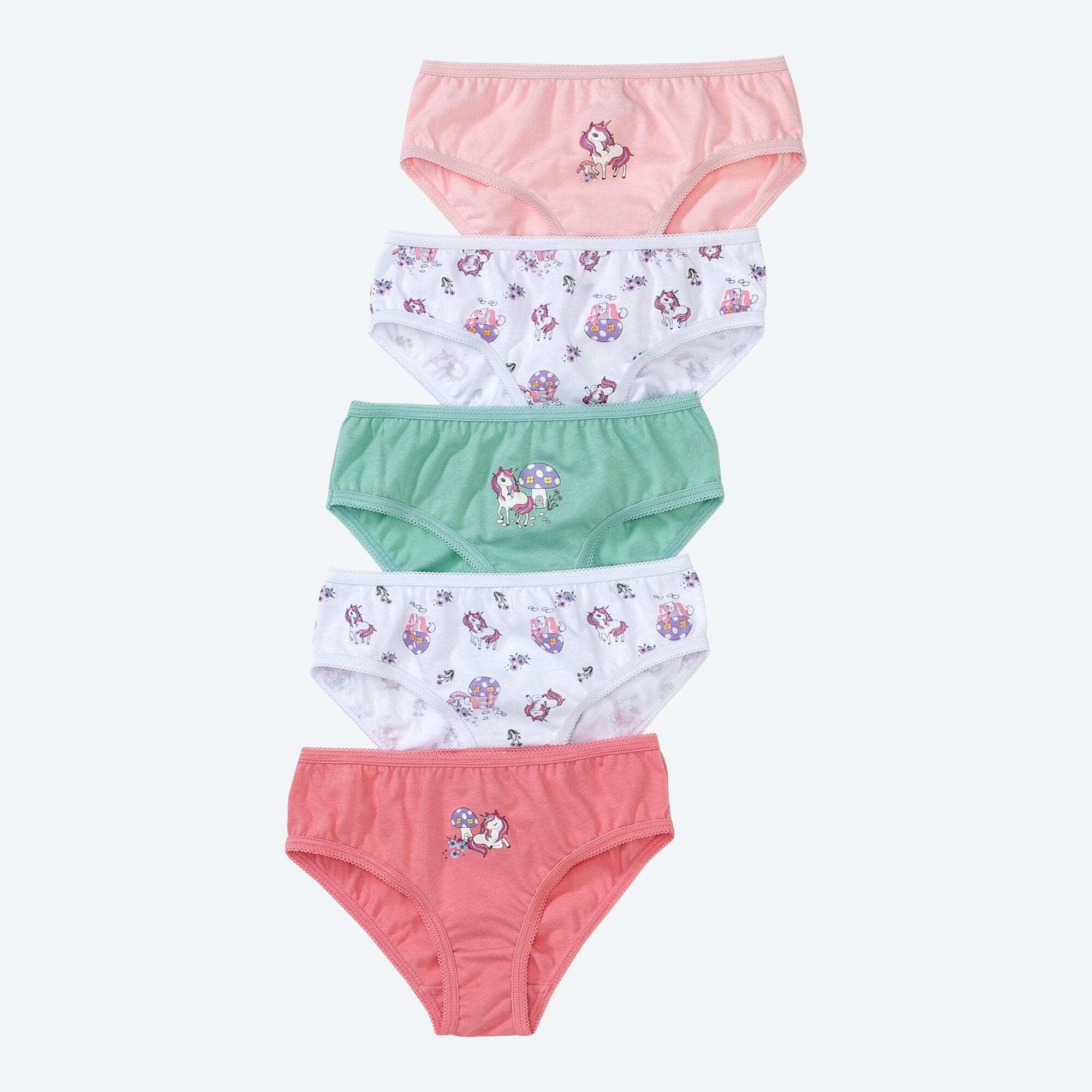 Mädchen-Slip mit Einhorn-Aufdruck, 5er-Pack