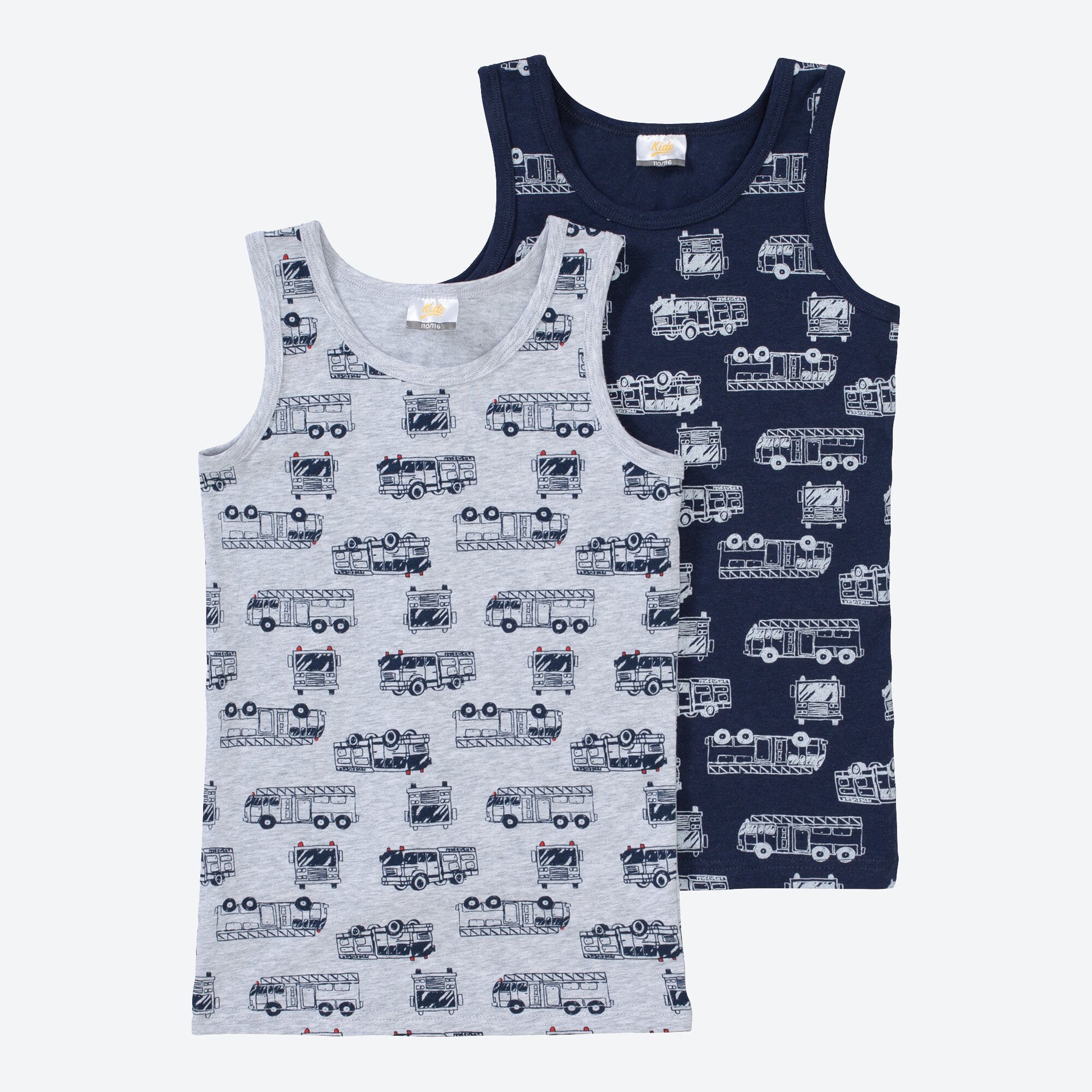 Jungen-Unterhemd mit Fahrzeug-Muster, 2er-Pack