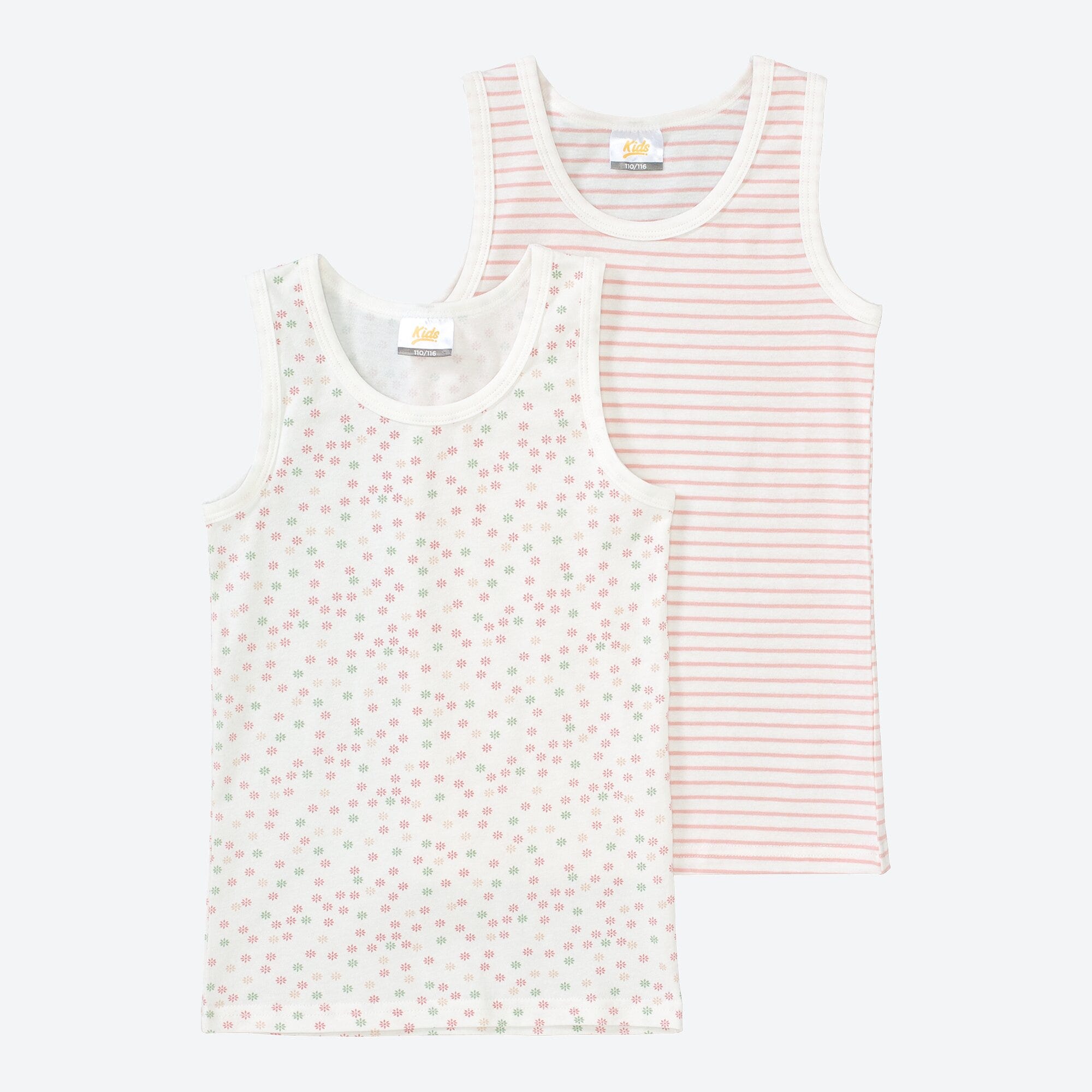 Mädchen-Unterhemd mit Blümchen-Muster, 2er-Pack