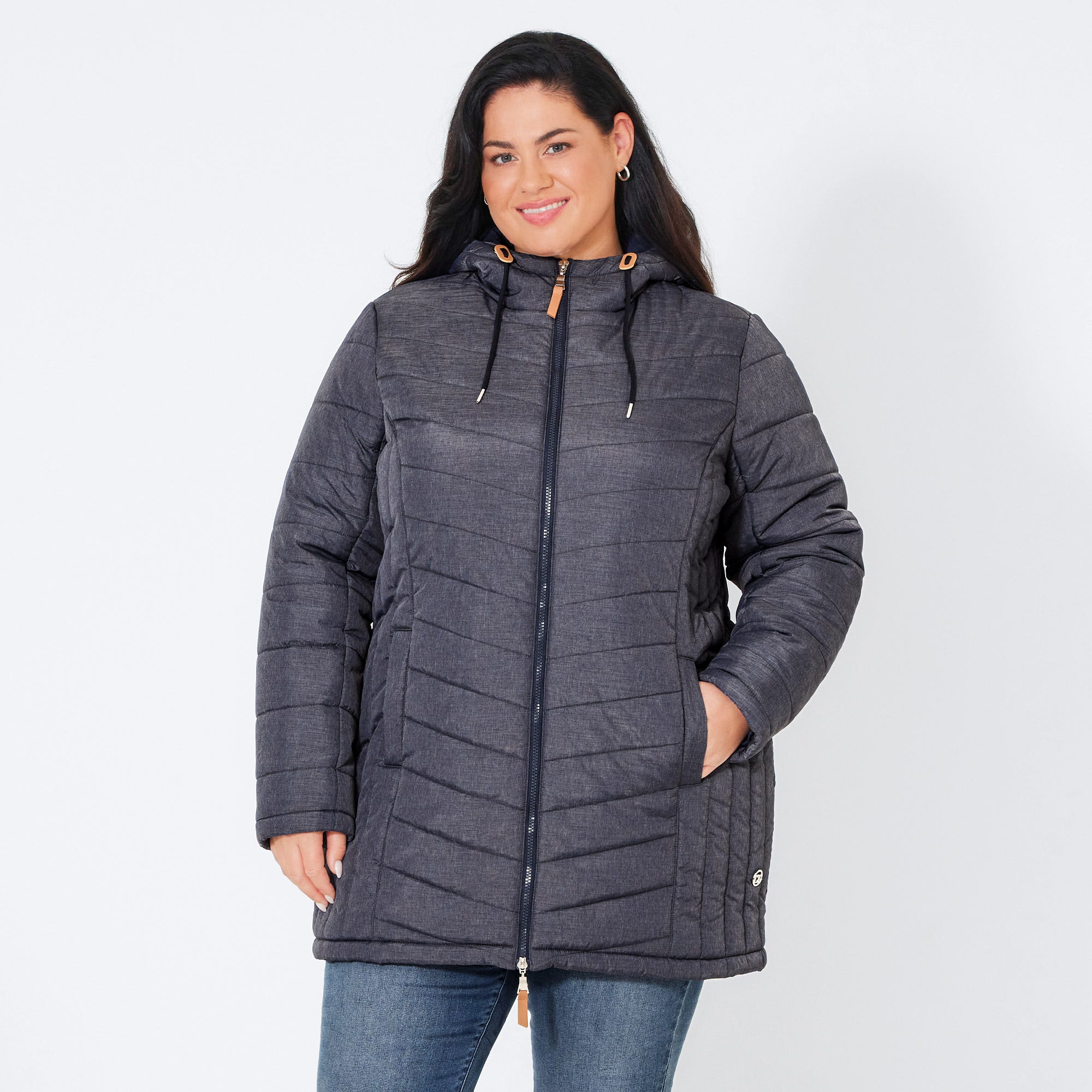 Damen-Steppjacke mit Kapuze, große Größen
