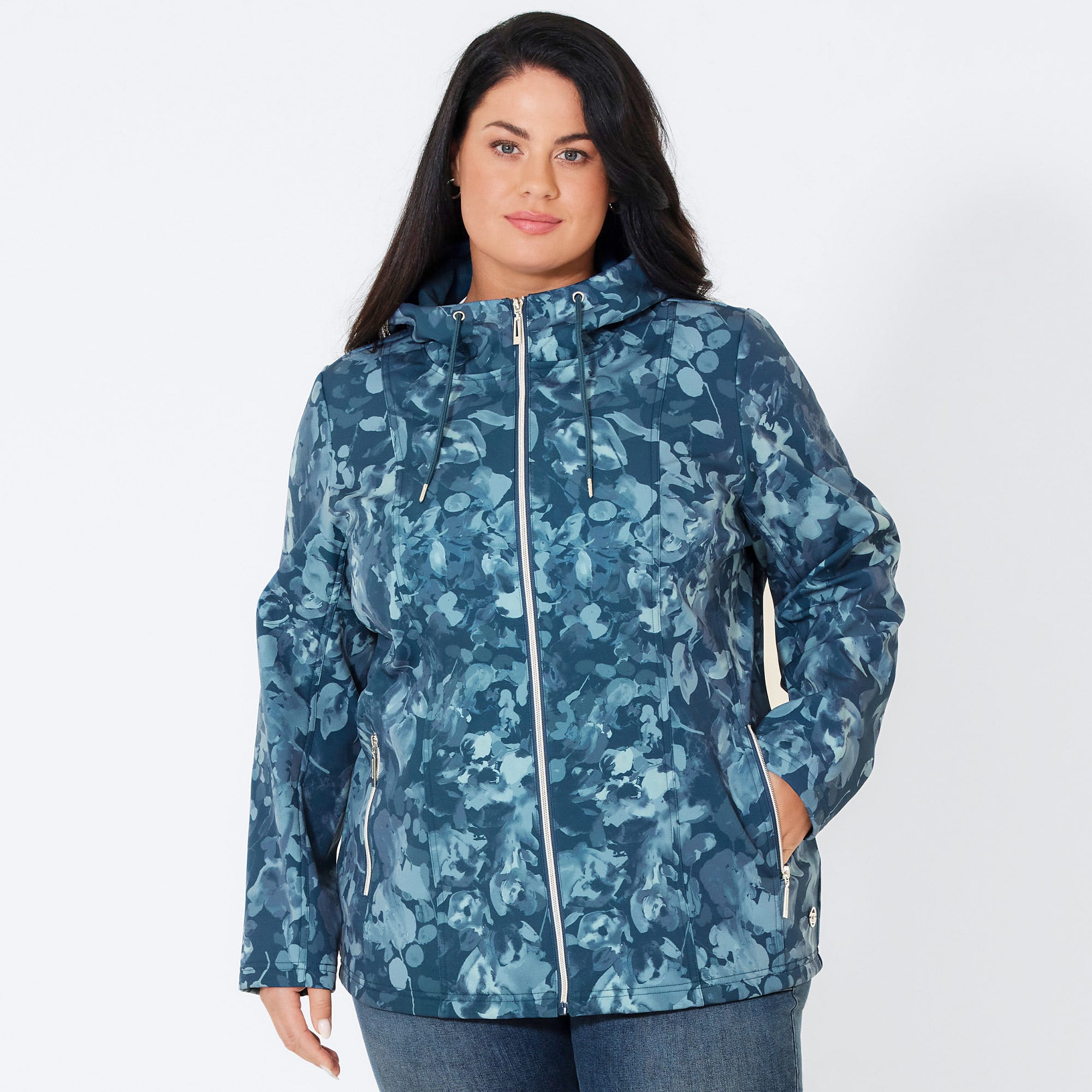 Damen-Softshell-Jacke mit Trend-Muster, große Größen