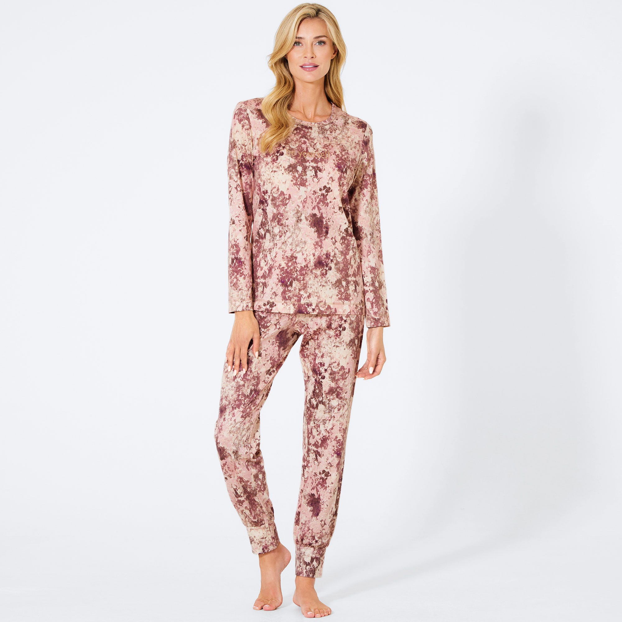 Damen-Schlafanzug mit schickem Muster, 2-teilig