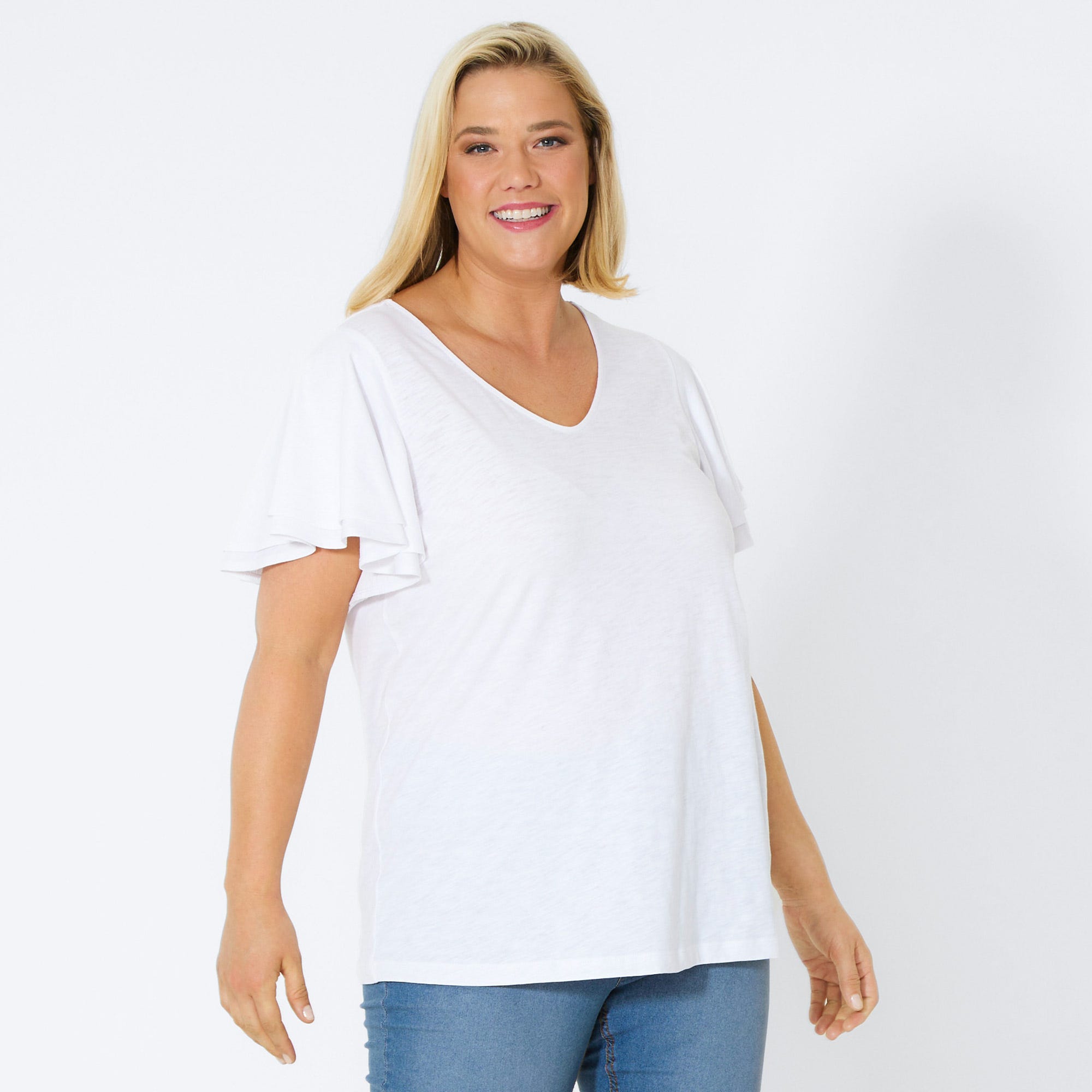 Damen-T-Shirt mit Volant, große Größen