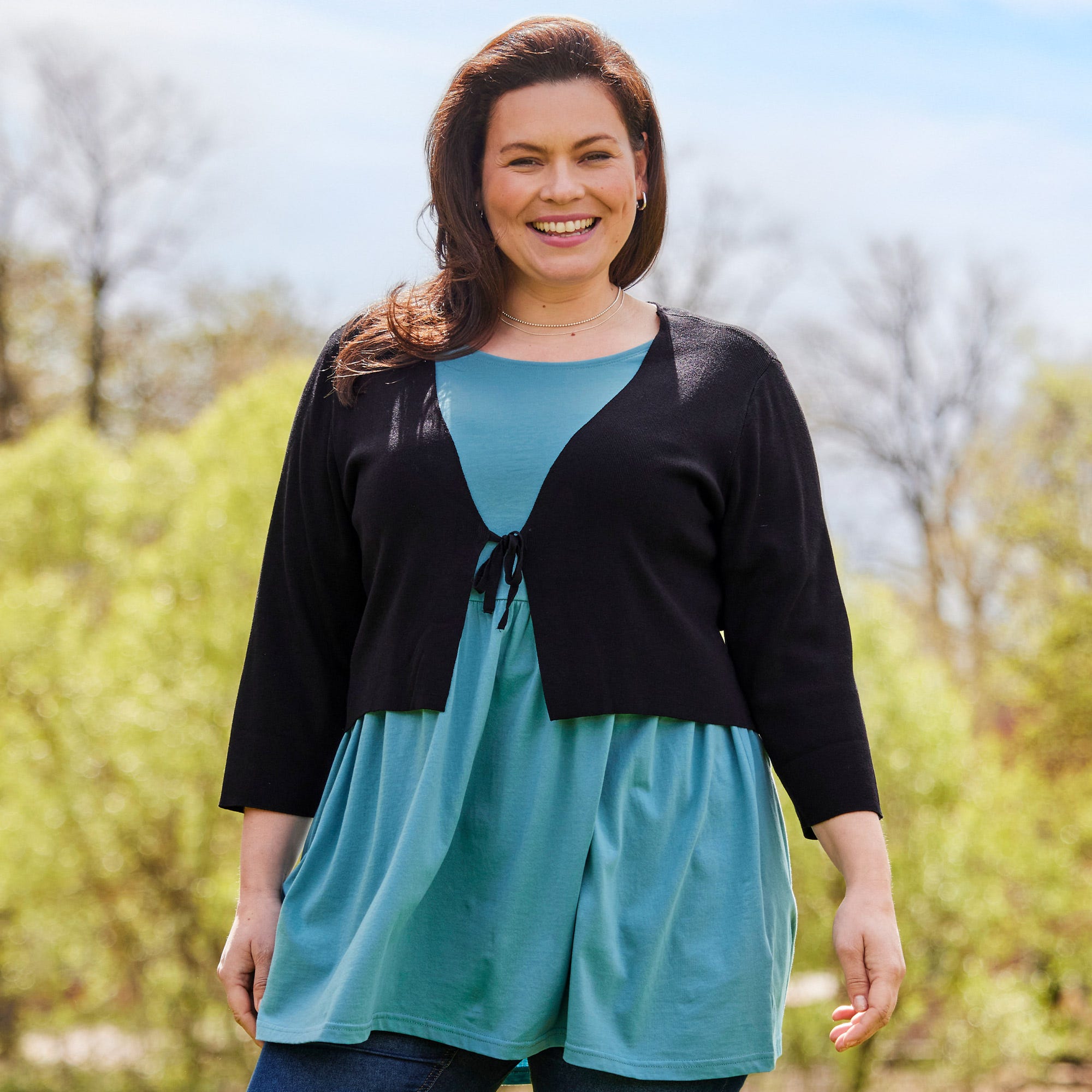 Damen-Bolero mit Bindebändern, große Größen