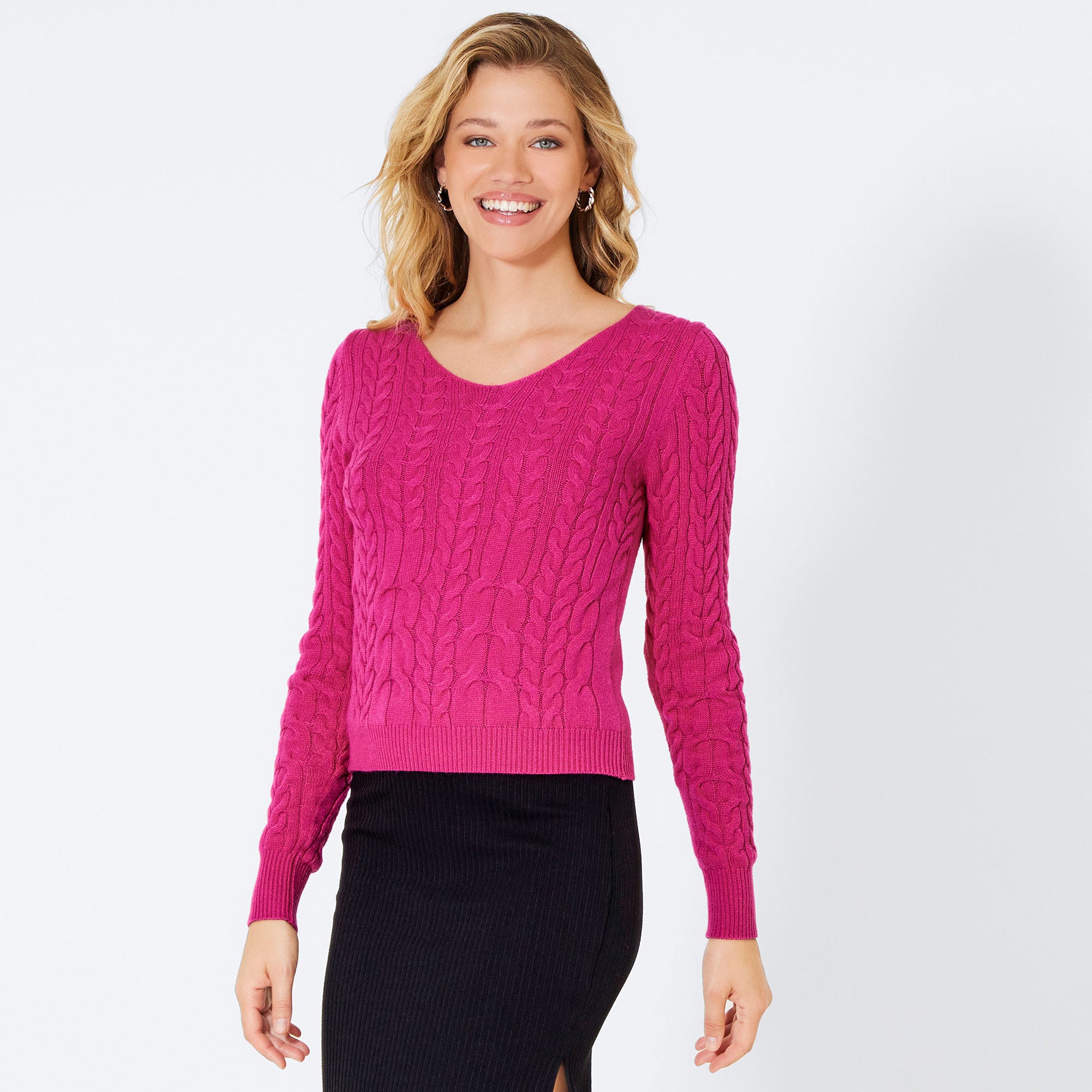 Damen-Pullover mit Zopf-Muster