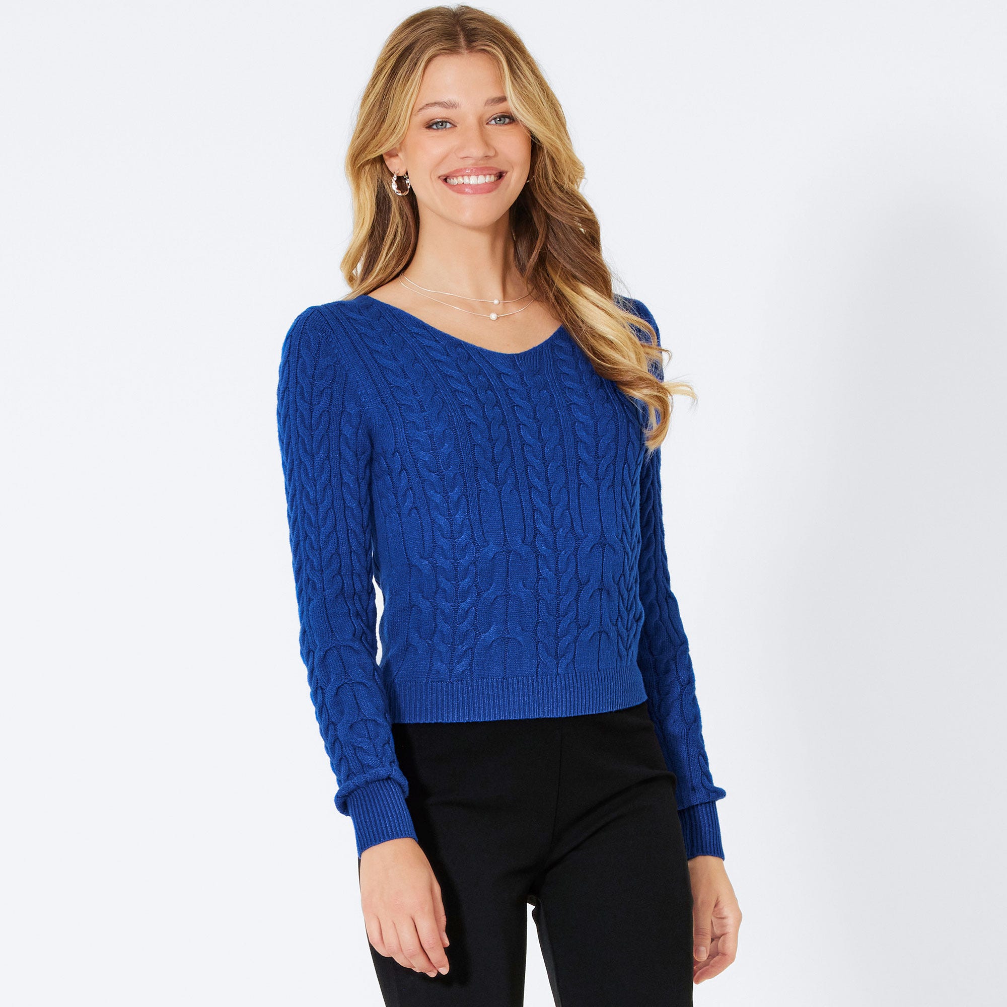 Damen-Pullover mit Zopf-Muster