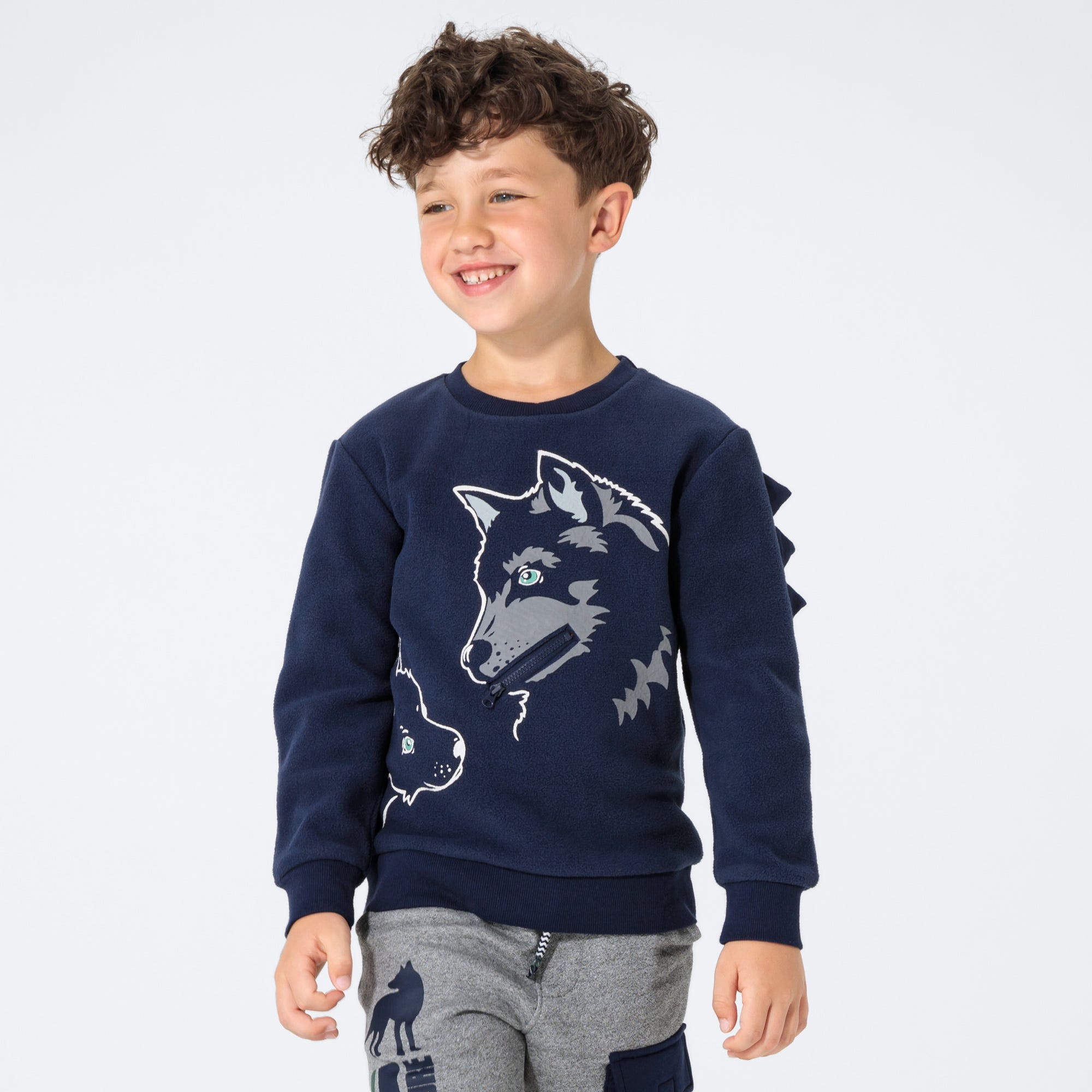 Jungen-Fleece-Shirt mit Reißverschluss-Tasche